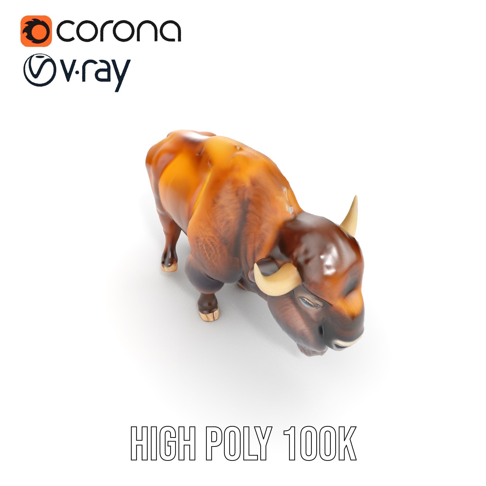 Majestic Bison D Model Pack for Wildlife Simulations Low-poly 3D model_36