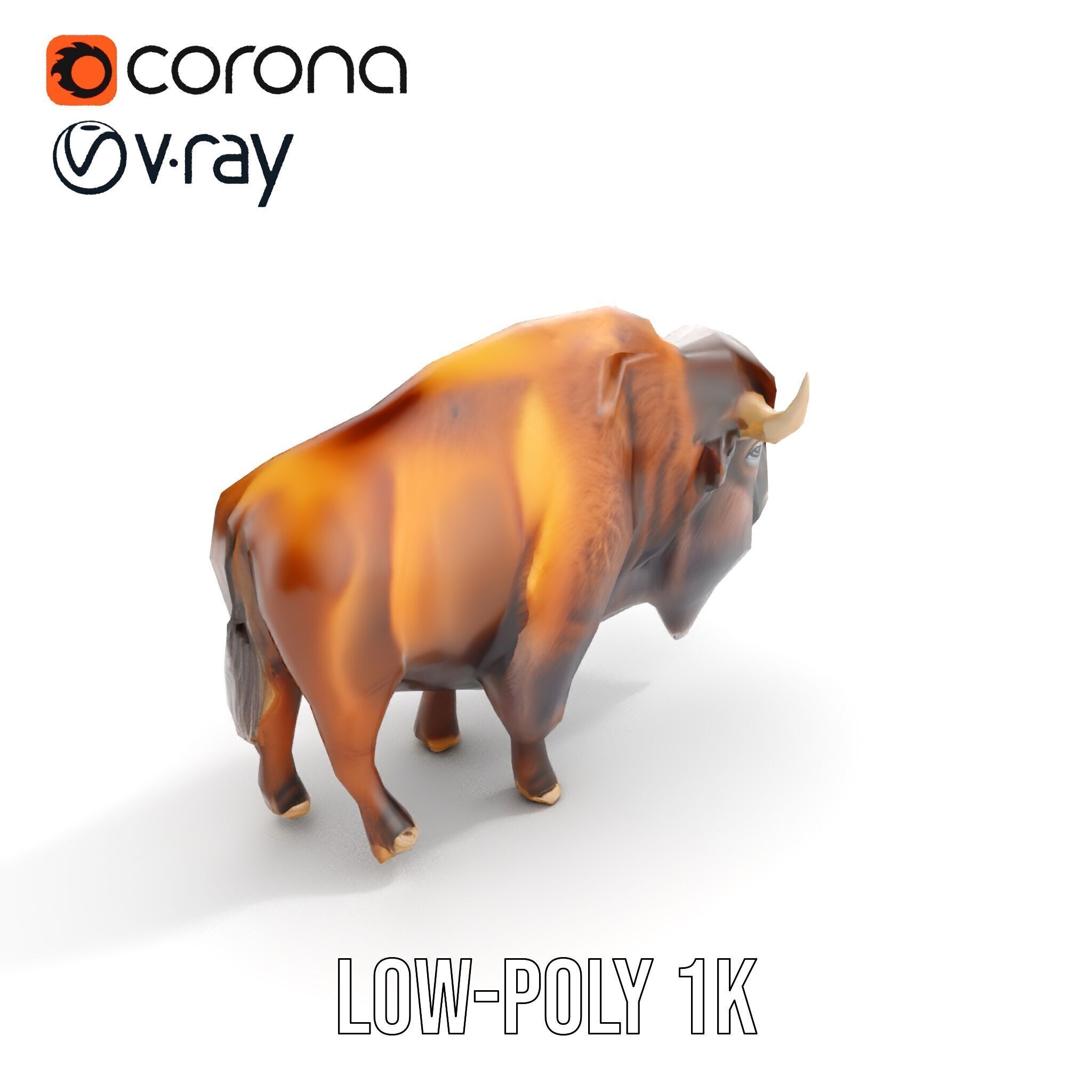 Majestic Bison D Model Pack for Wildlife Simulations Low-poly 3D model_11