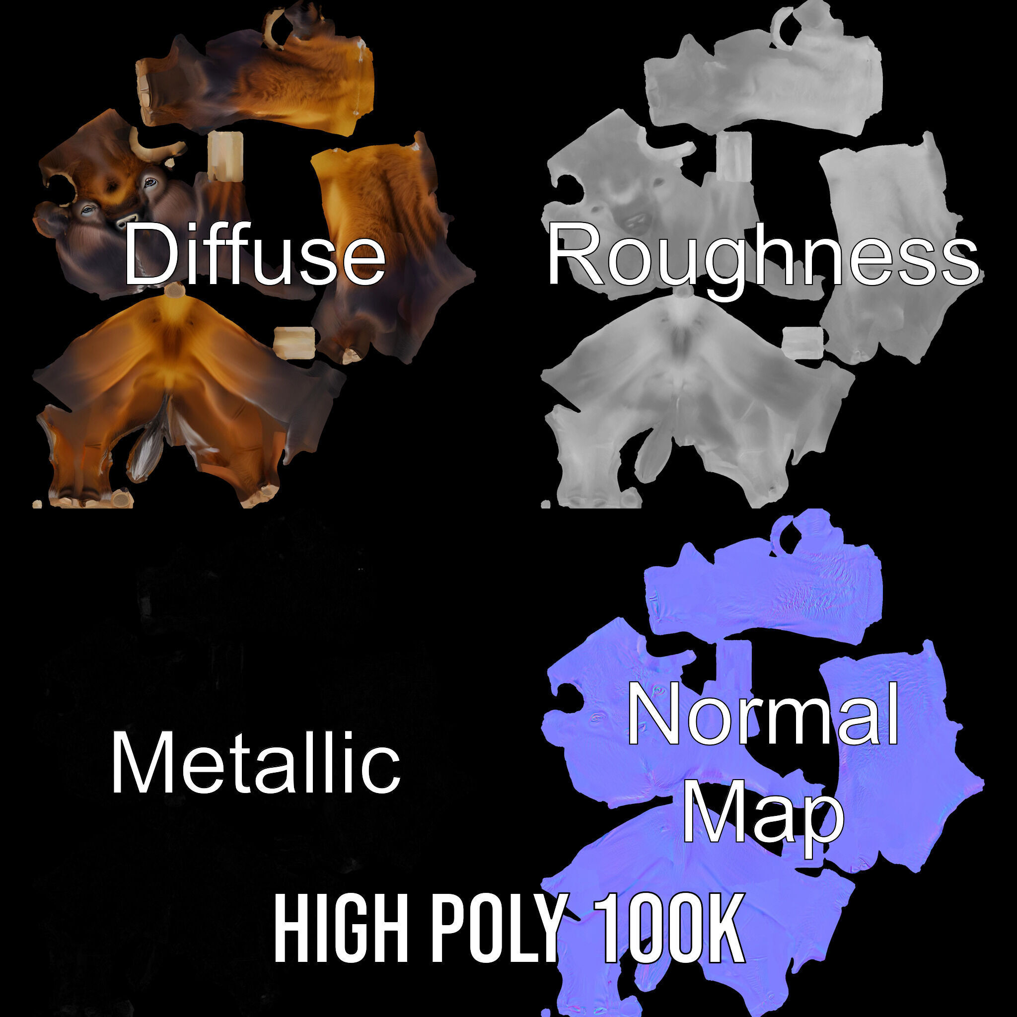 Majestic Bison D Model Pack for Wildlife Simulations Low-poly 3D model_4