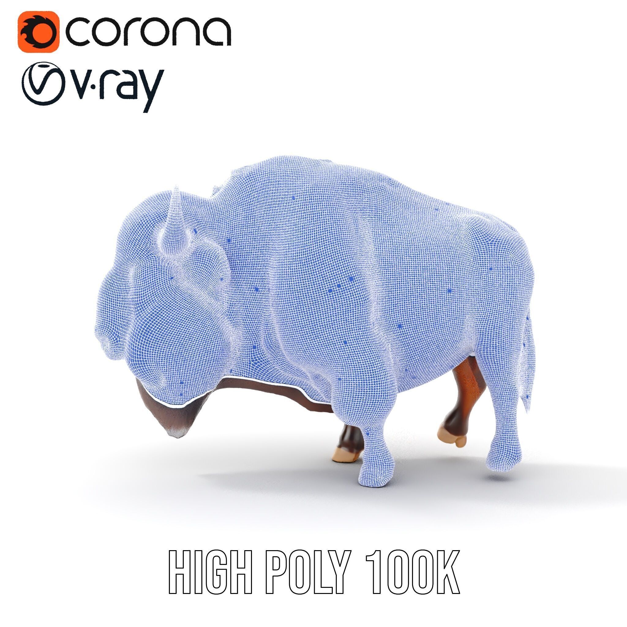 Majestic Bison D Model Pack for Wildlife Simulations Low-poly 3D model_38