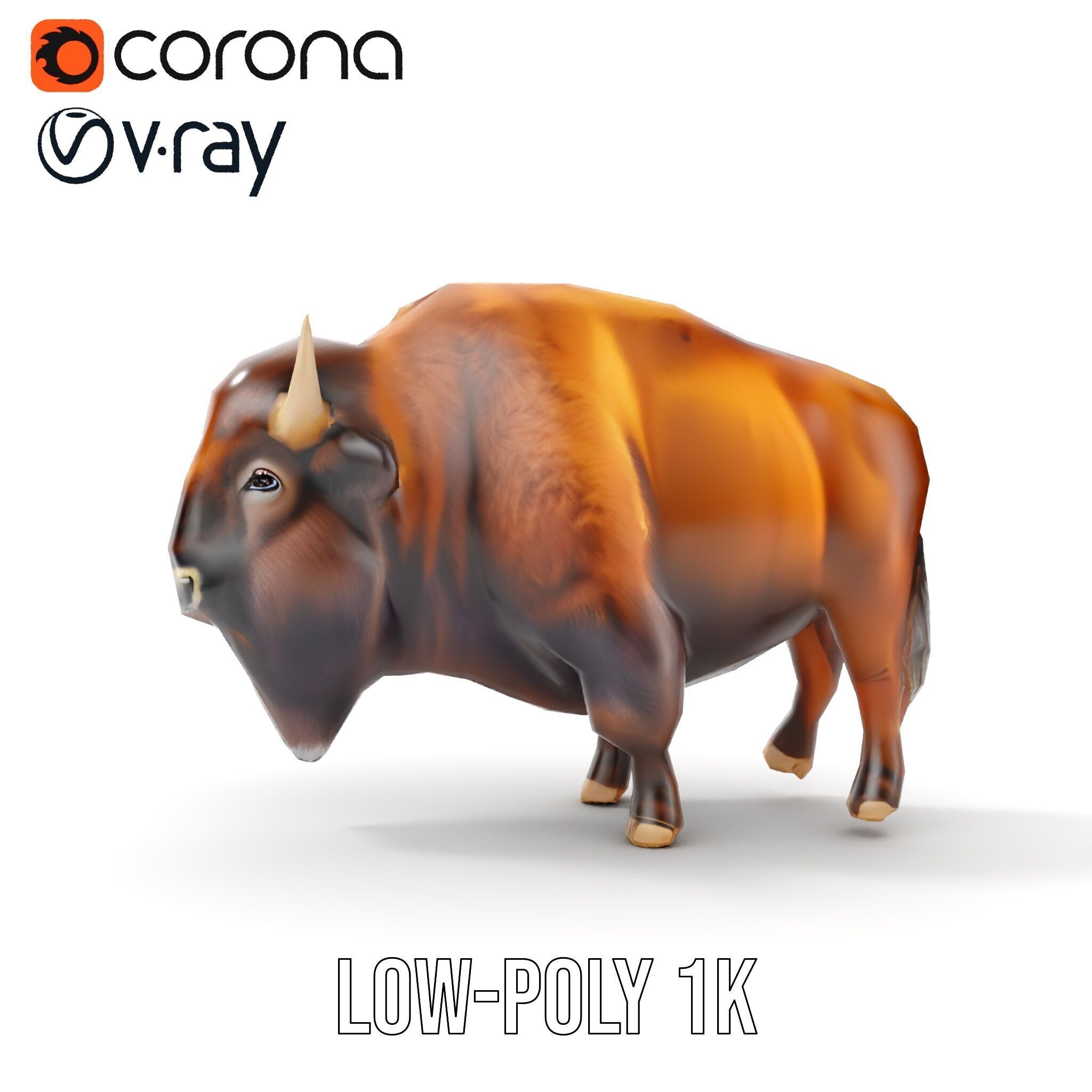 Majestic Bison D Model Pack for Wildlife Simulations Low-poly 3D model_14
