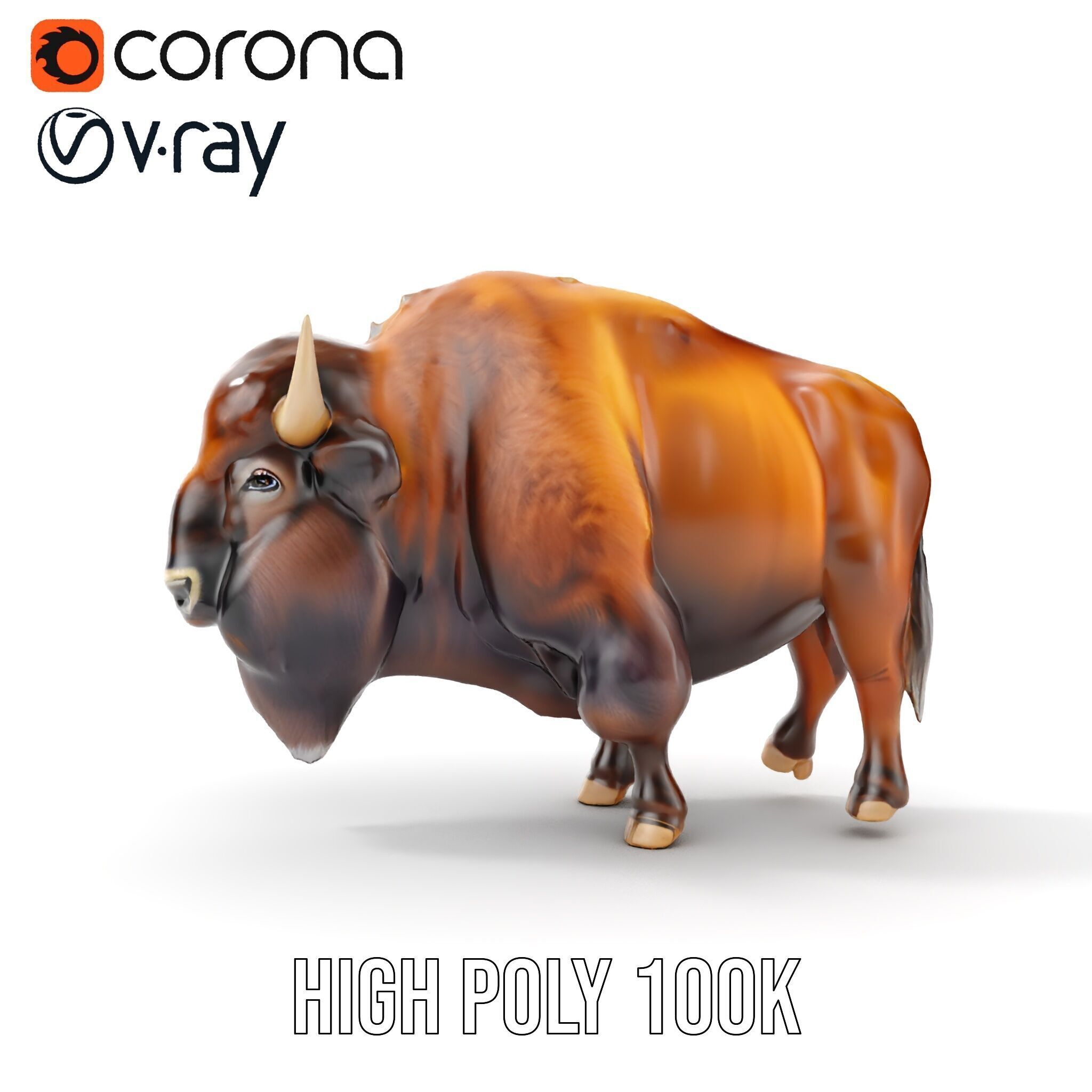 Majestic Bison D Model Pack for Wildlife Simulations Low-poly 3D model_25