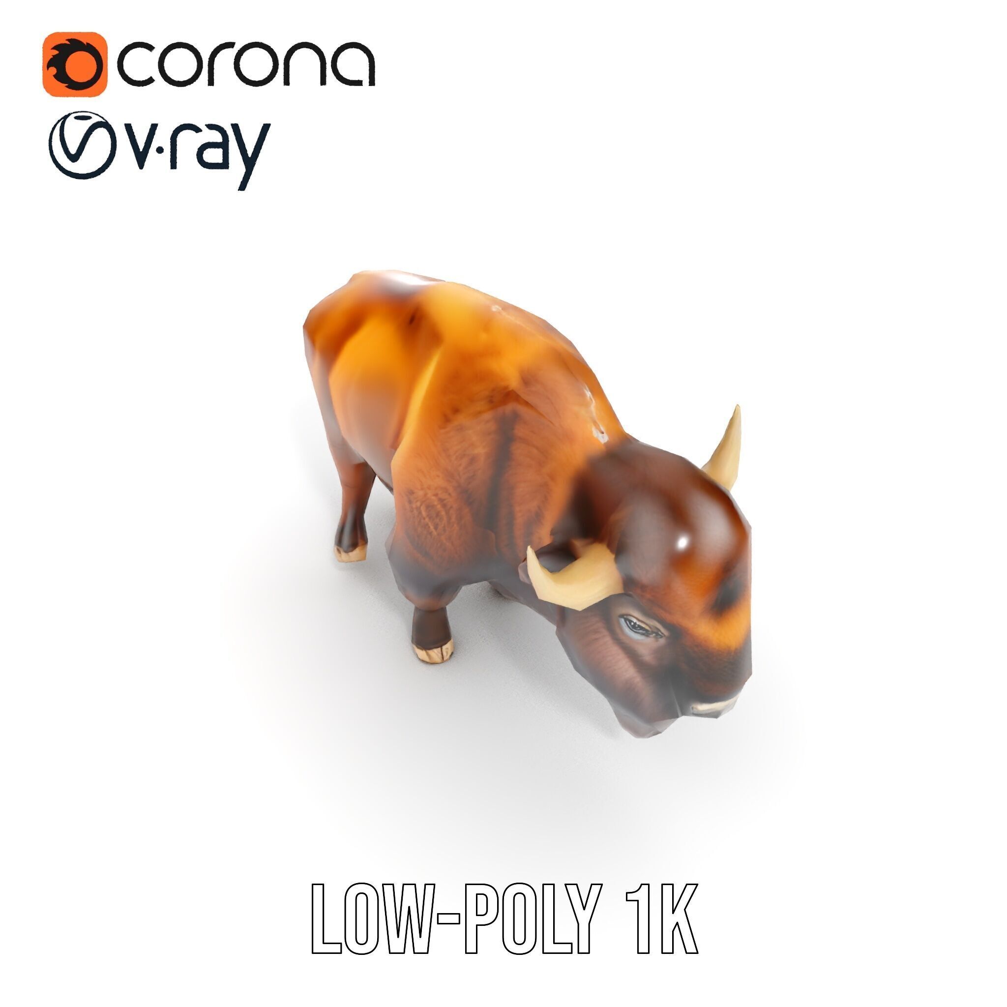 Majestic Bison D Model Pack for Wildlife Simulations Low-poly 3D model_27