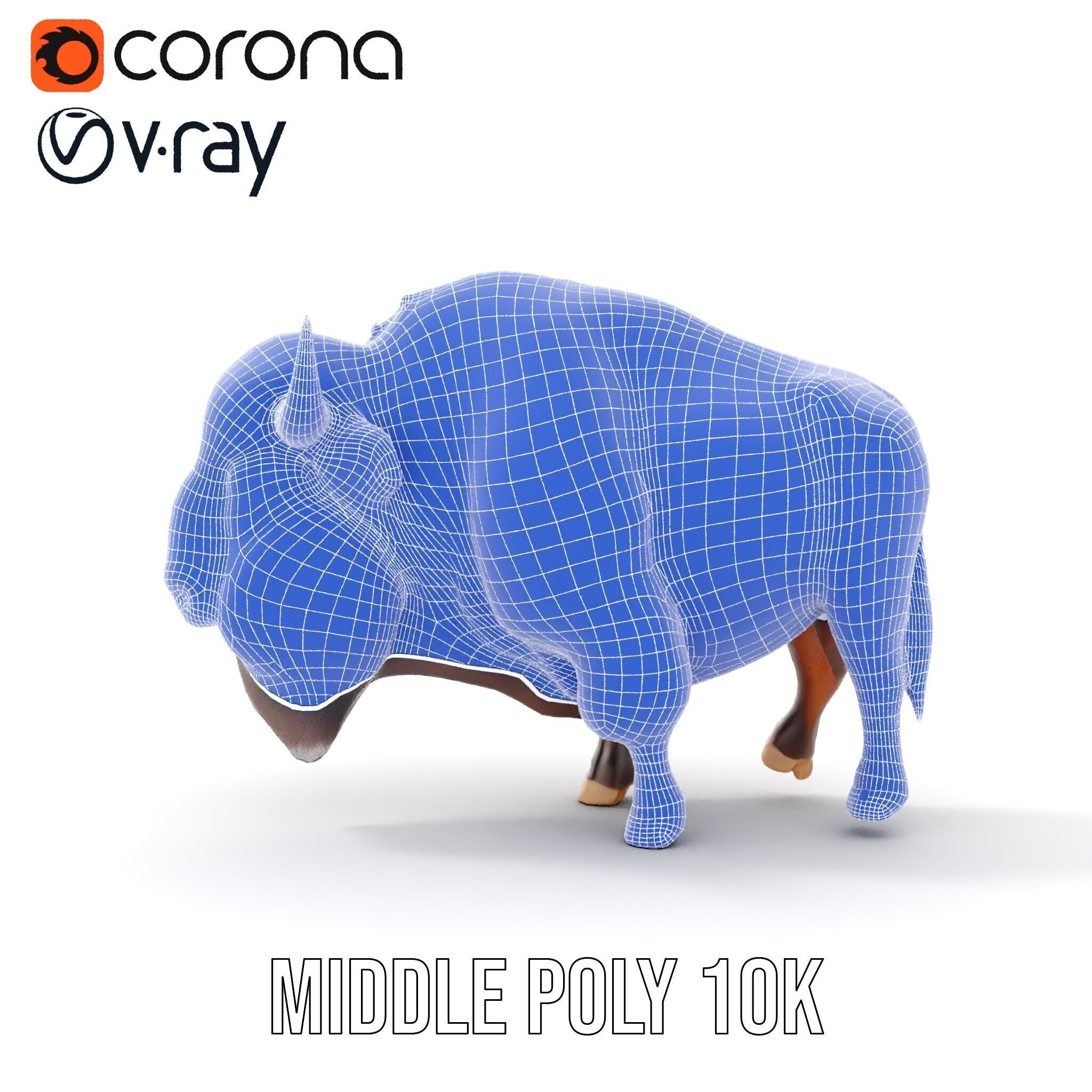 Majestic Bison D Model Pack for Wildlife Simulations Low-poly 3D model_29