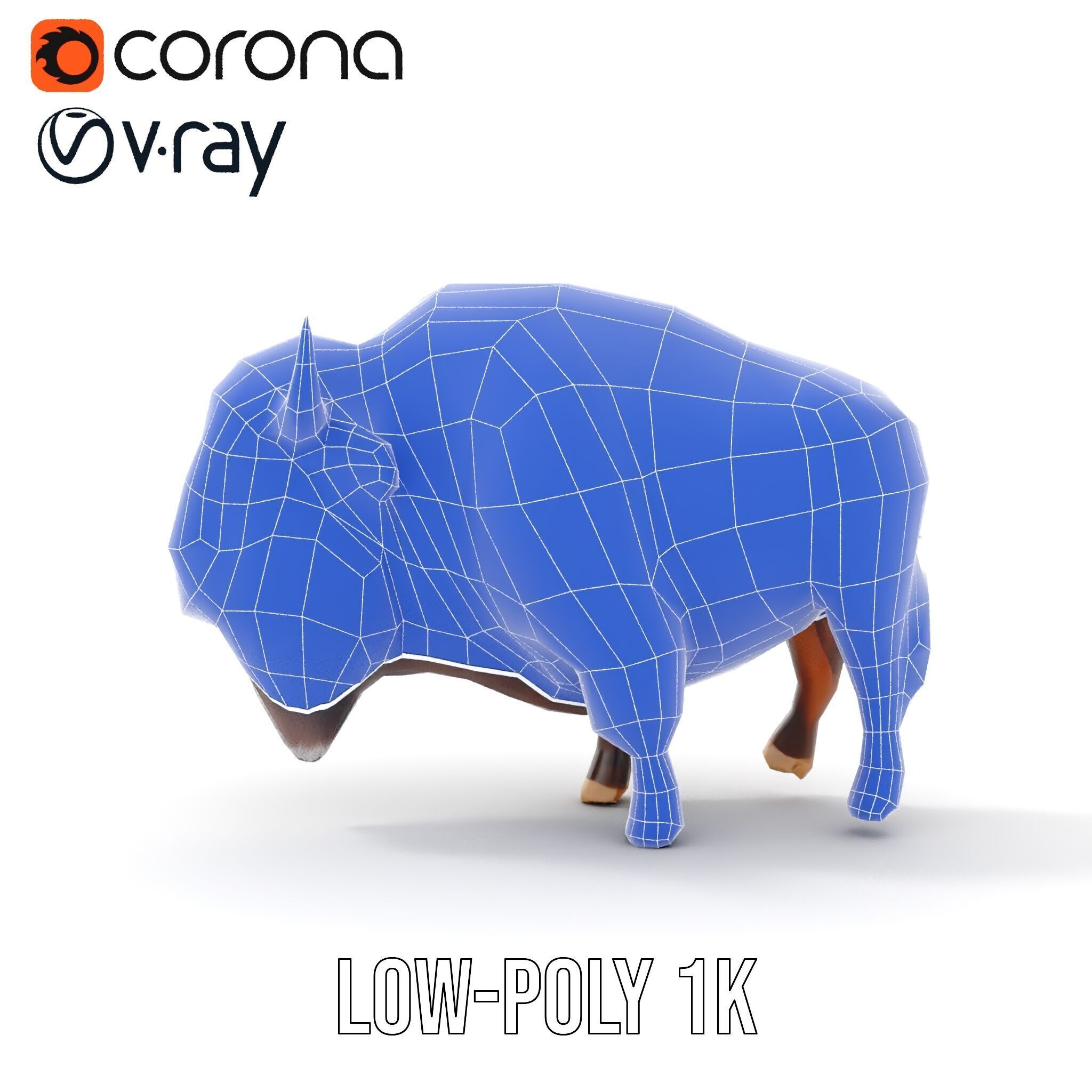 Majestic Bison D Model Pack for Wildlife Simulations Low-poly 3D model_30