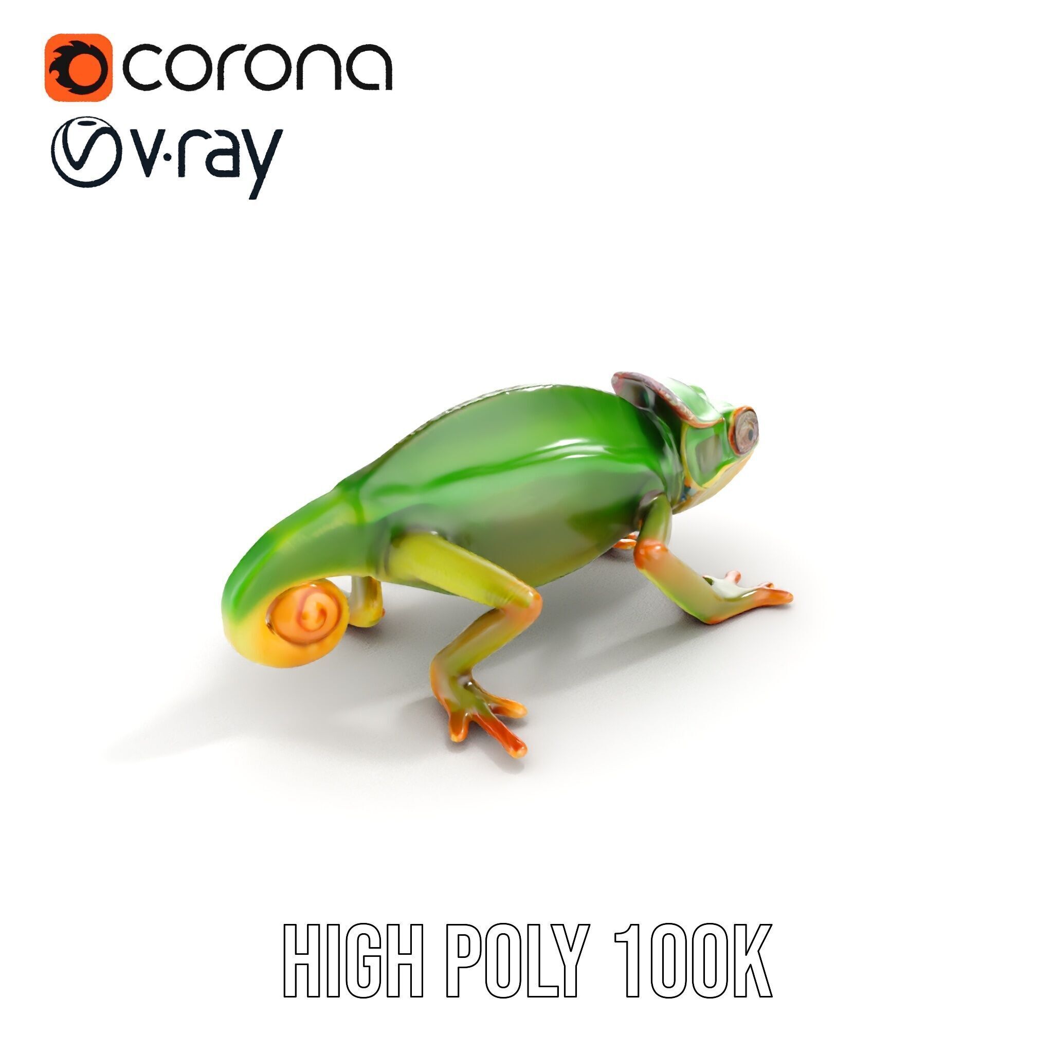 Chameleon Reptile Model Pack for Versatile D Use Low-poly 3D model_7