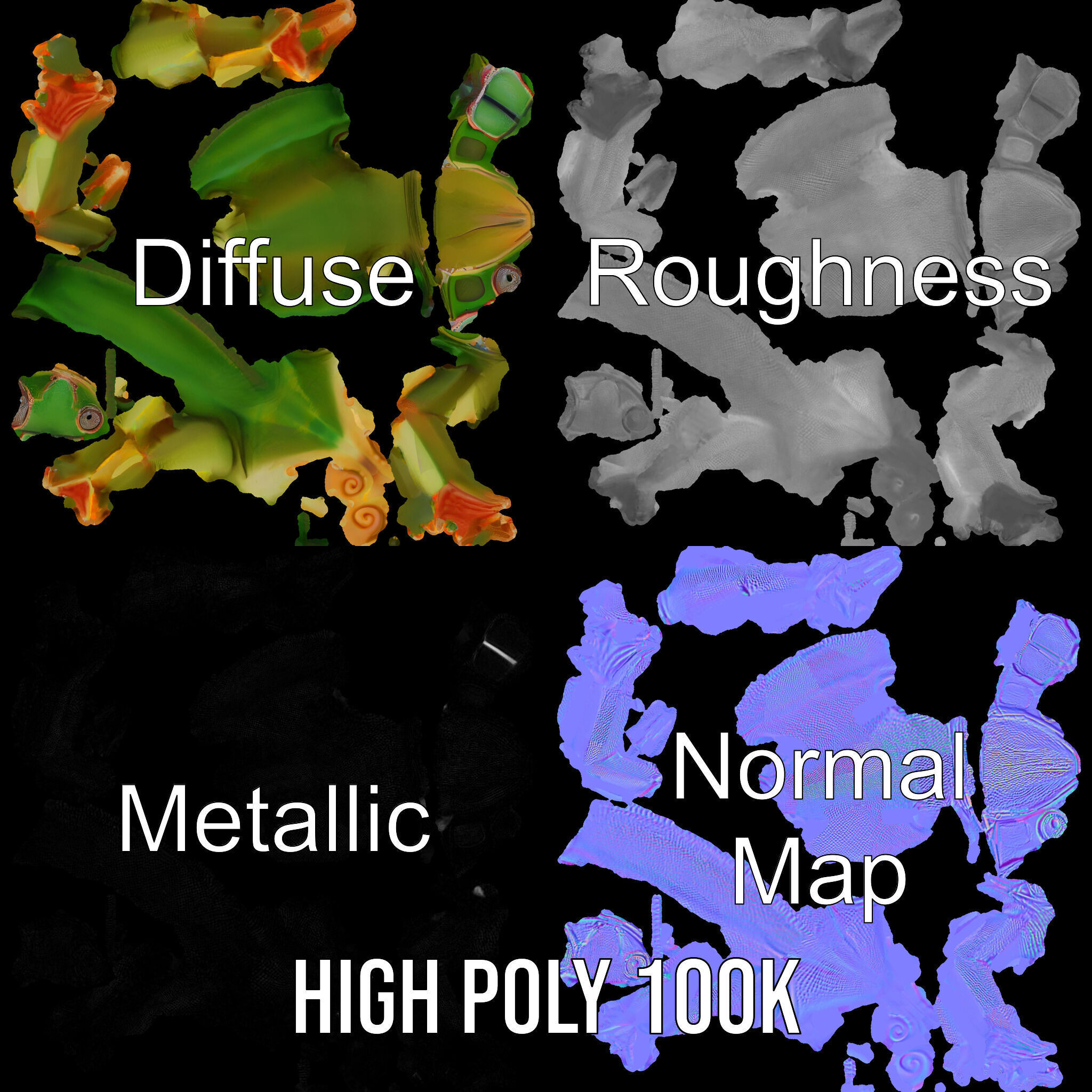 Chameleon Reptile Model Pack for Versatile D Use Low-poly 3D model_4