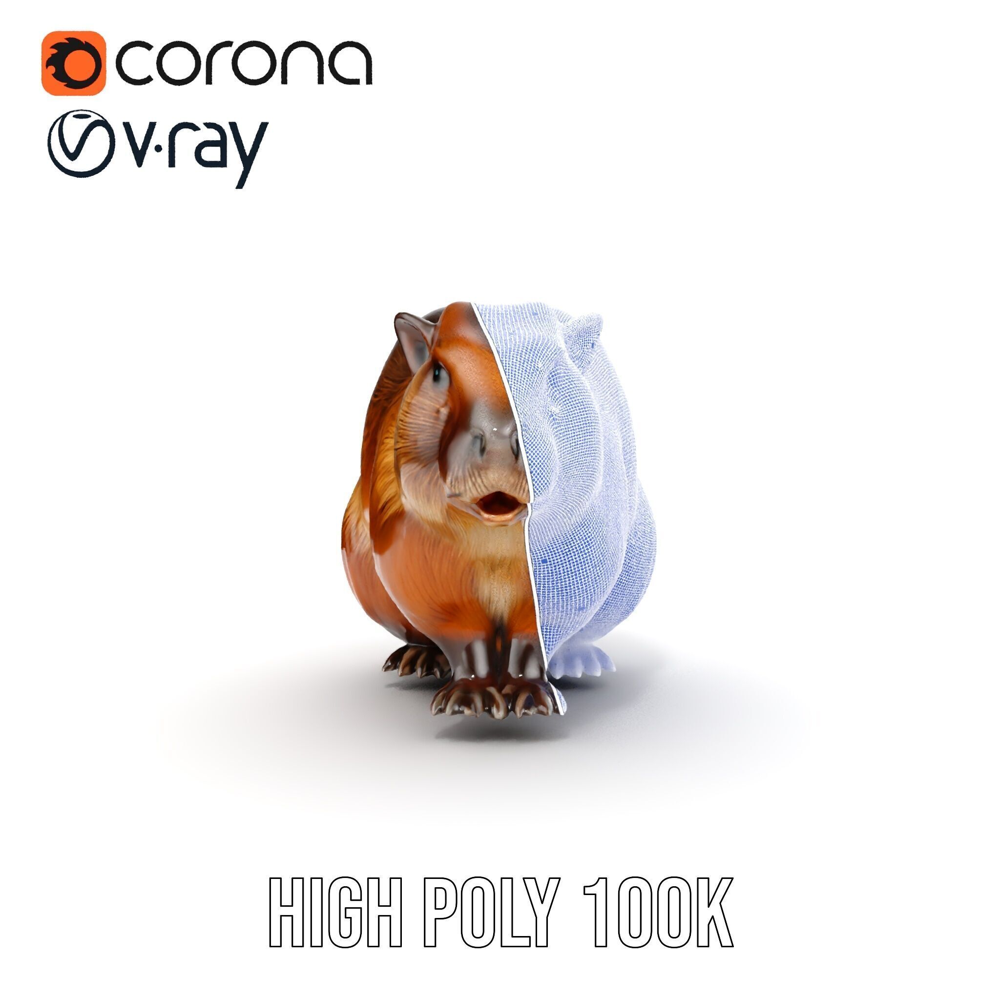 Beaver Model Pack with Detailed Fur Texture Low-poly 3D model_36