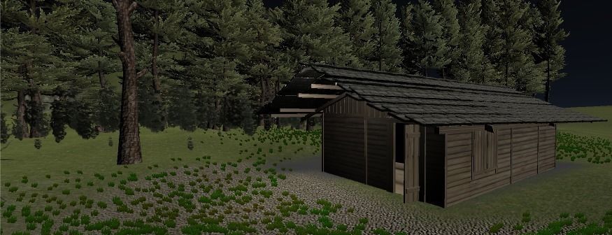HOuse cabin in woods at night 3D model_0