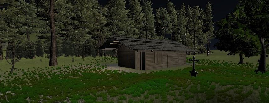 HOuse cabin in woods at night 3D model_3