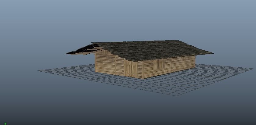 HOuse cabin in woods at night 3D model_1