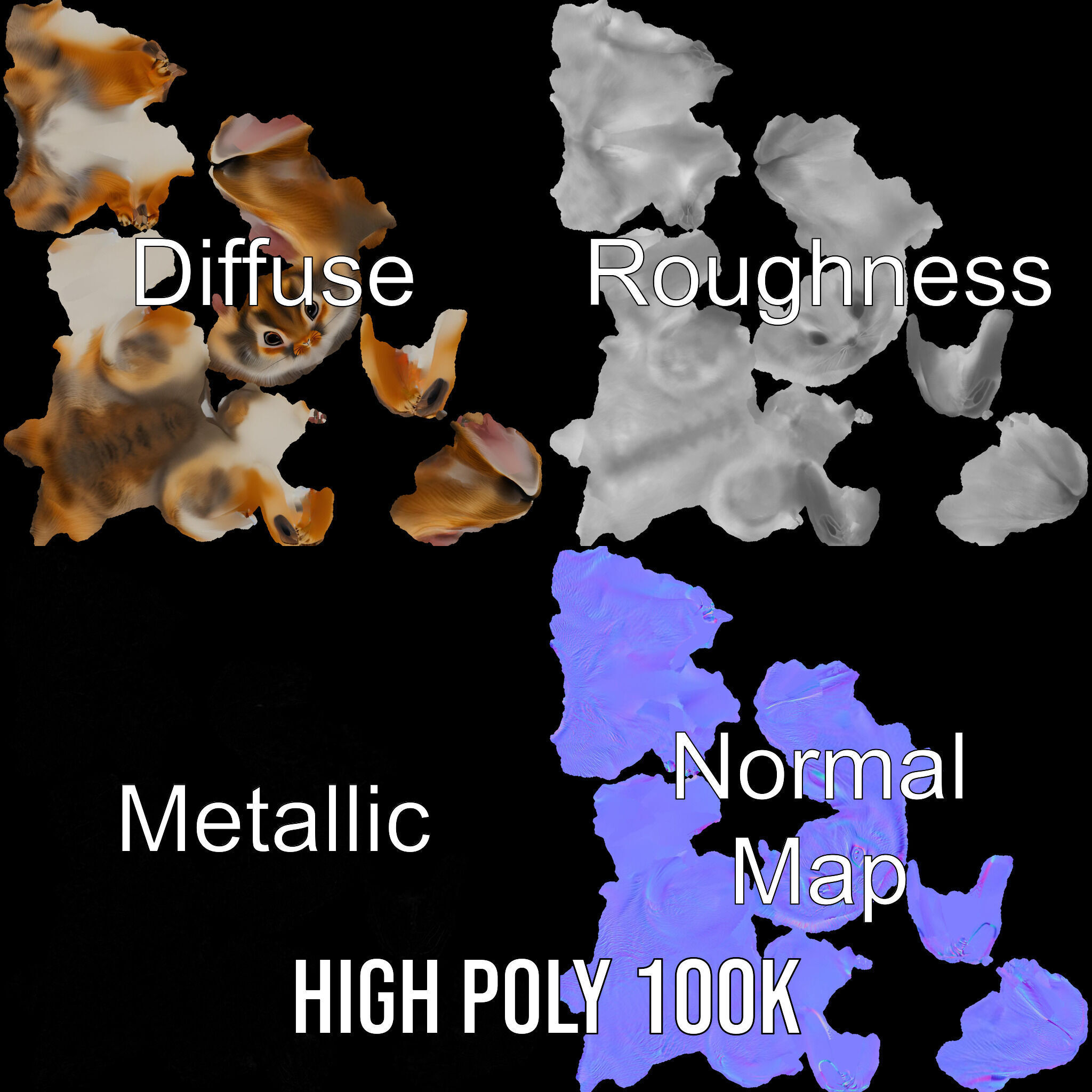 Realistic Rabbit Model Pack for D Rendering and Animation Low-poly 3D model_4