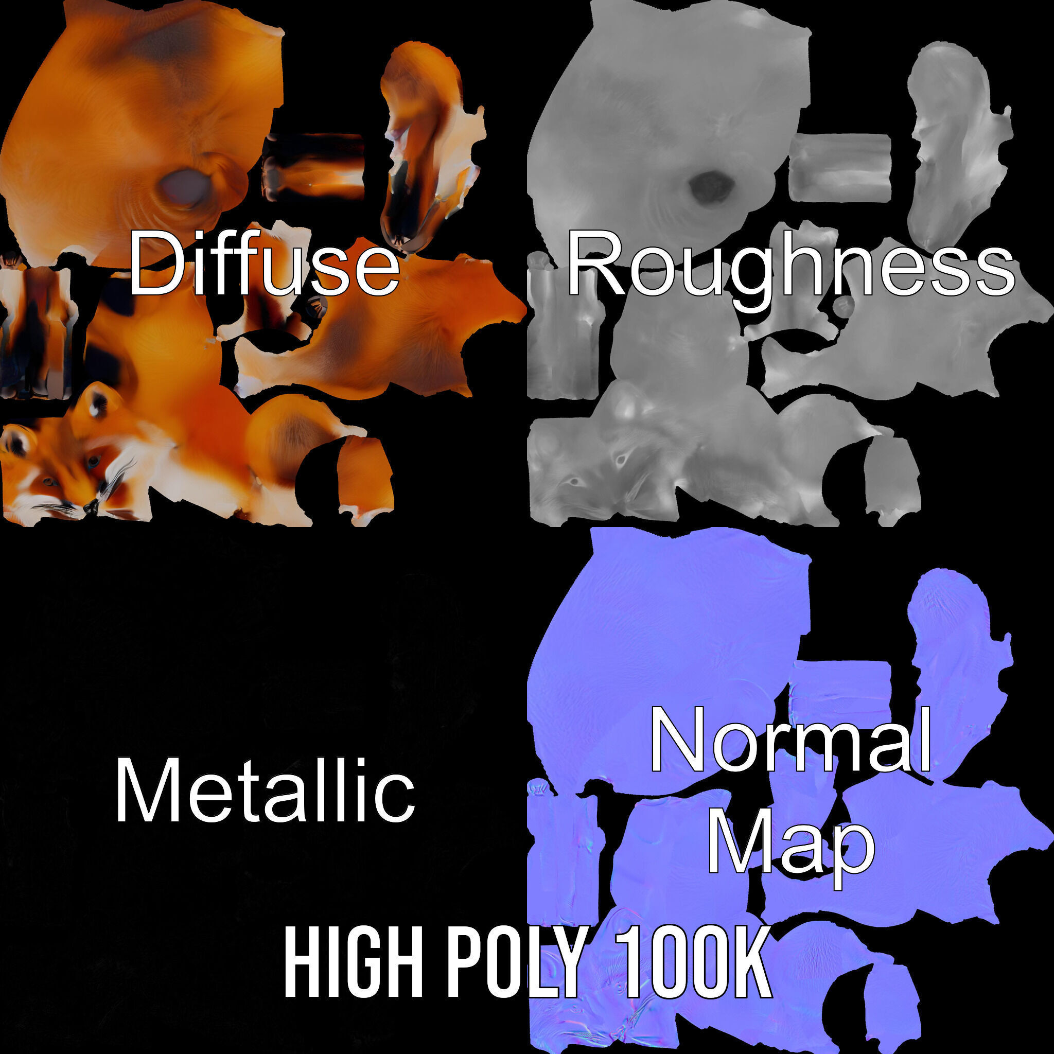 Fox Model Pack  High Detail D Animal Model Collection Low-poly 3D model_3