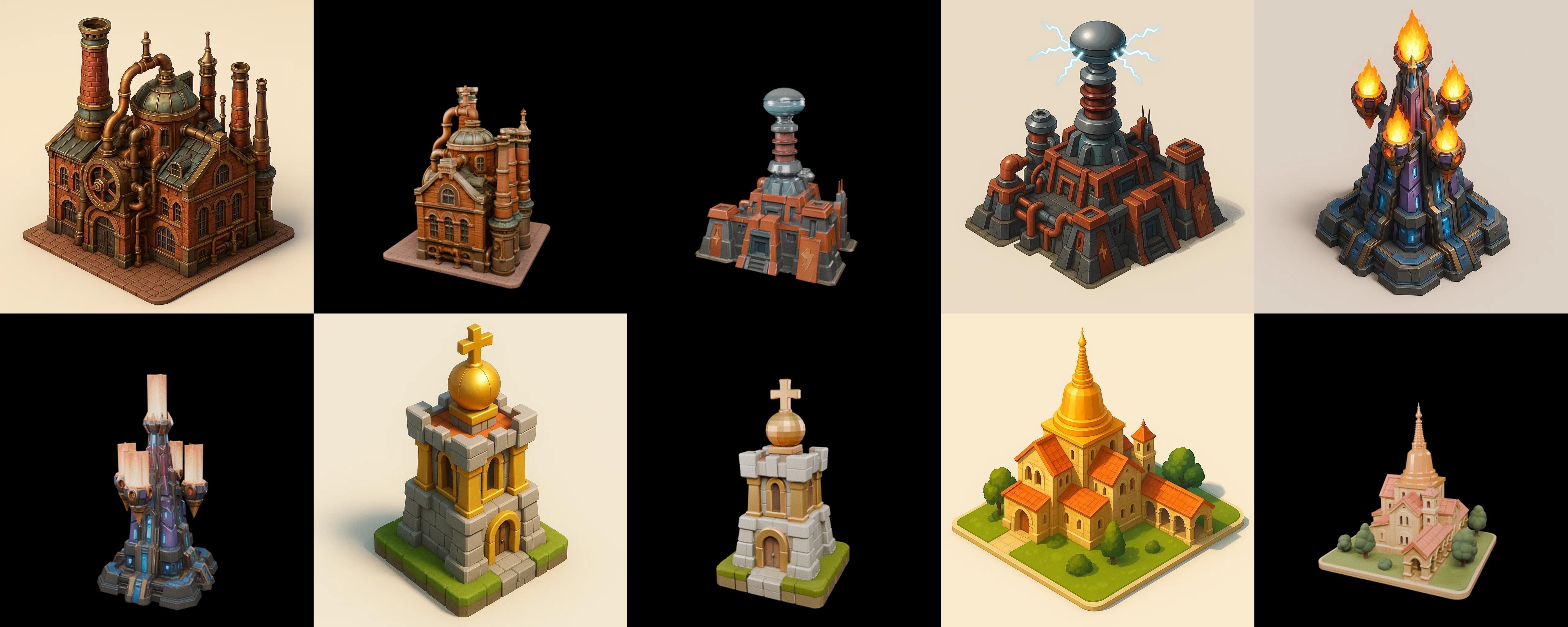 Building Of Empire bundle 9 pack 100 glb Low-poly 3D model_3