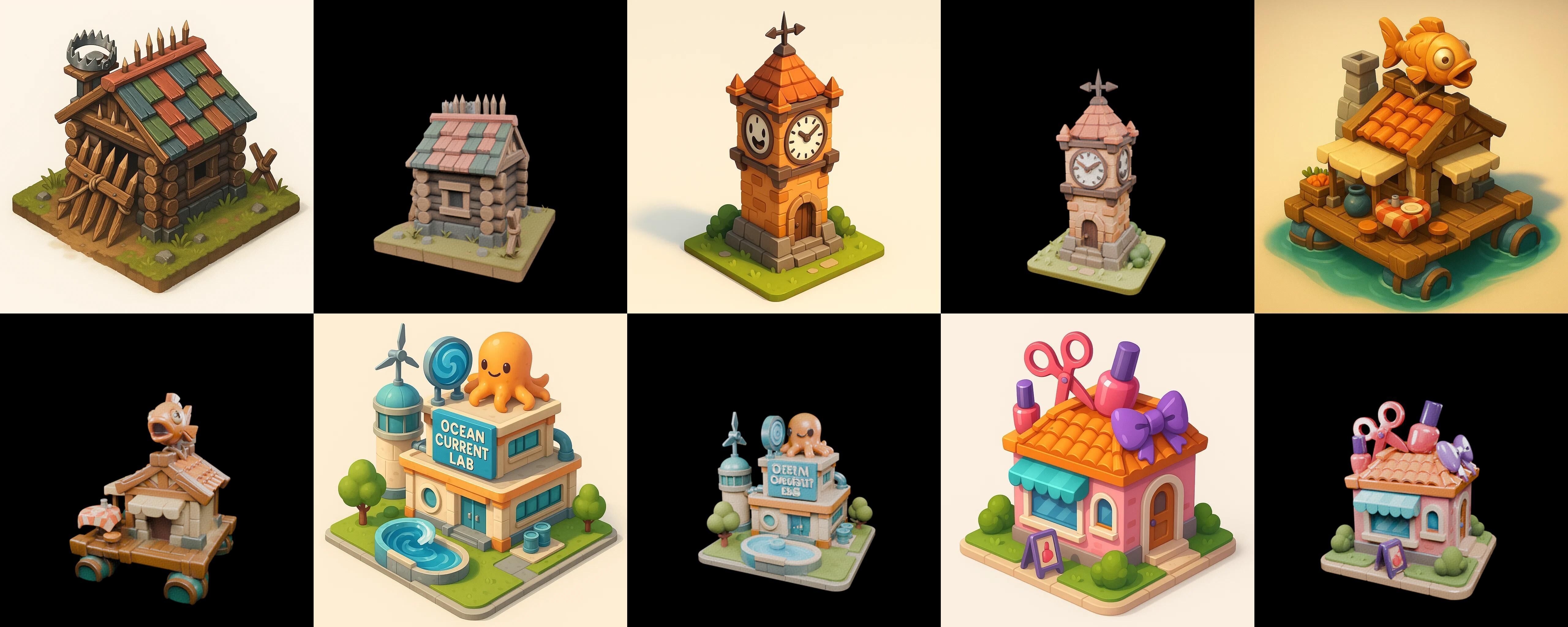 Building Of Empire bundle 9 pack 100 glb Low-poly 3D model_1