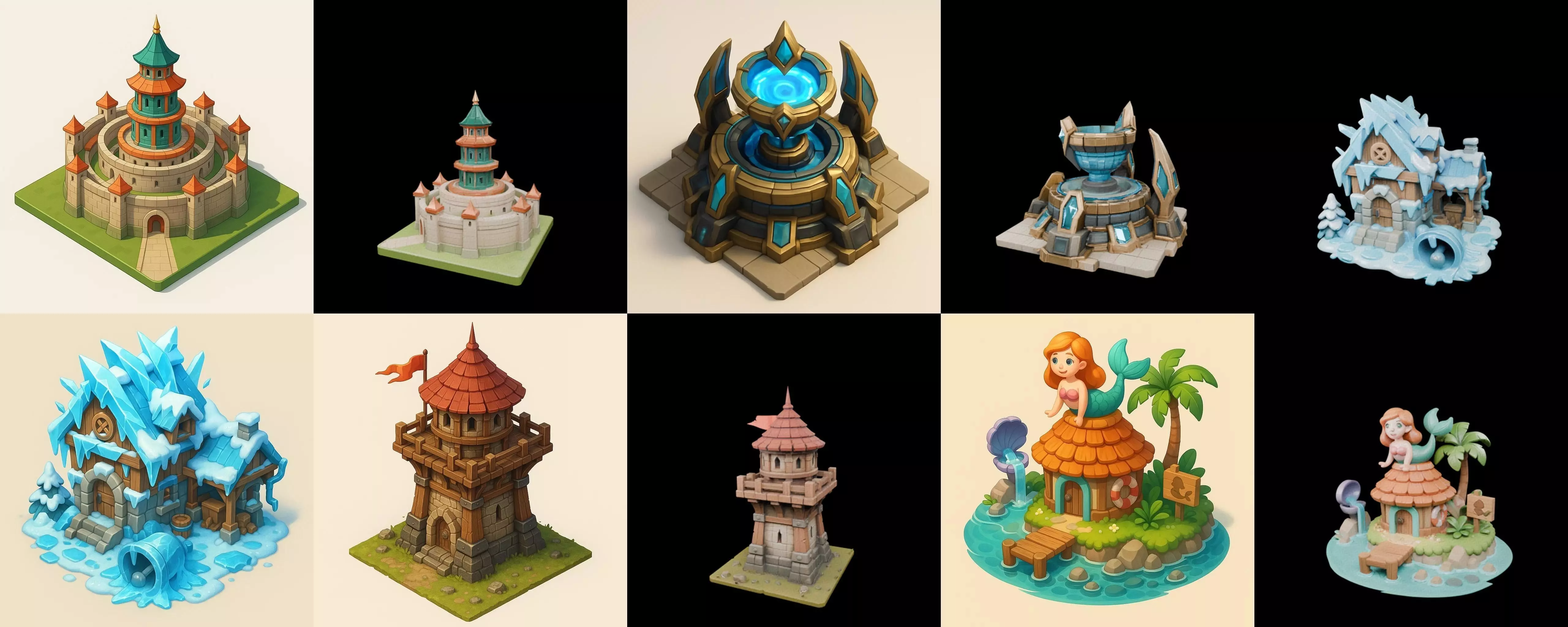 Building Of Empire bundle 9 pack 100 glb Low-poly 3D model_0
