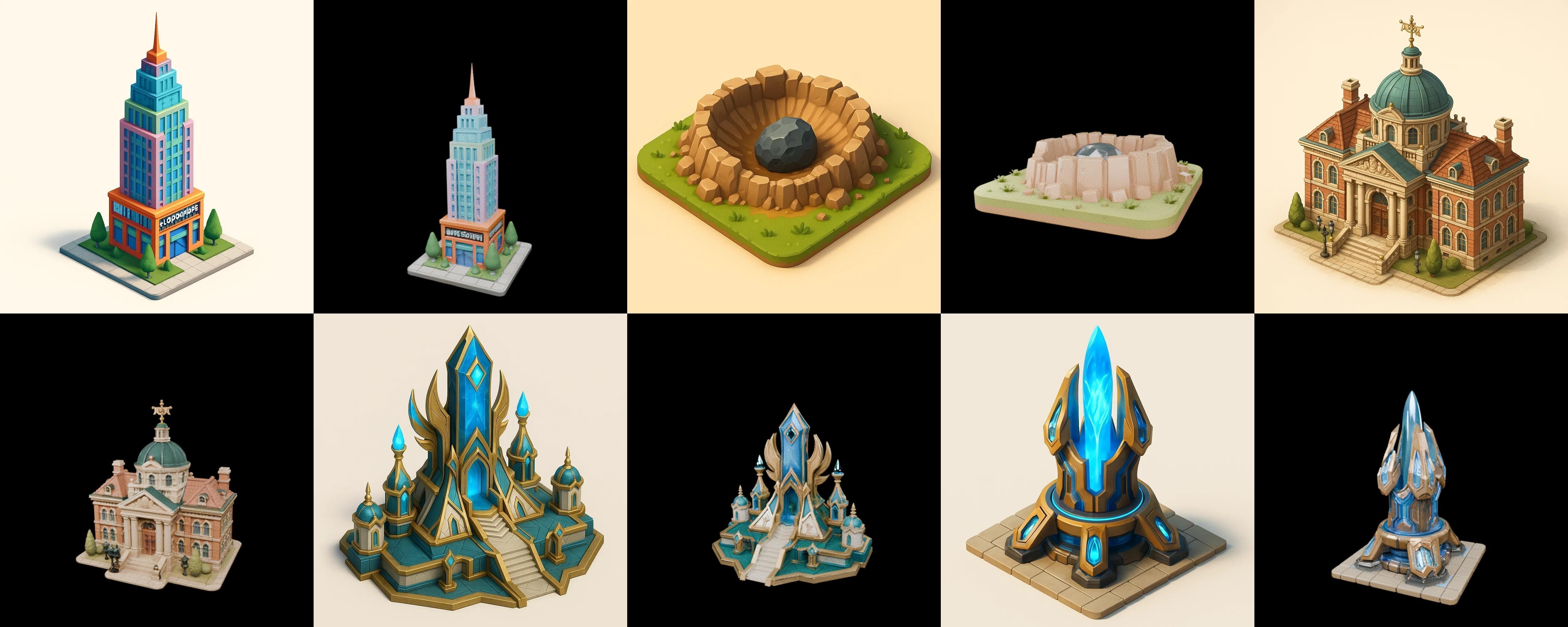 Building Of Empire bundle 9 pack 100 glb Low-poly 3D model_11