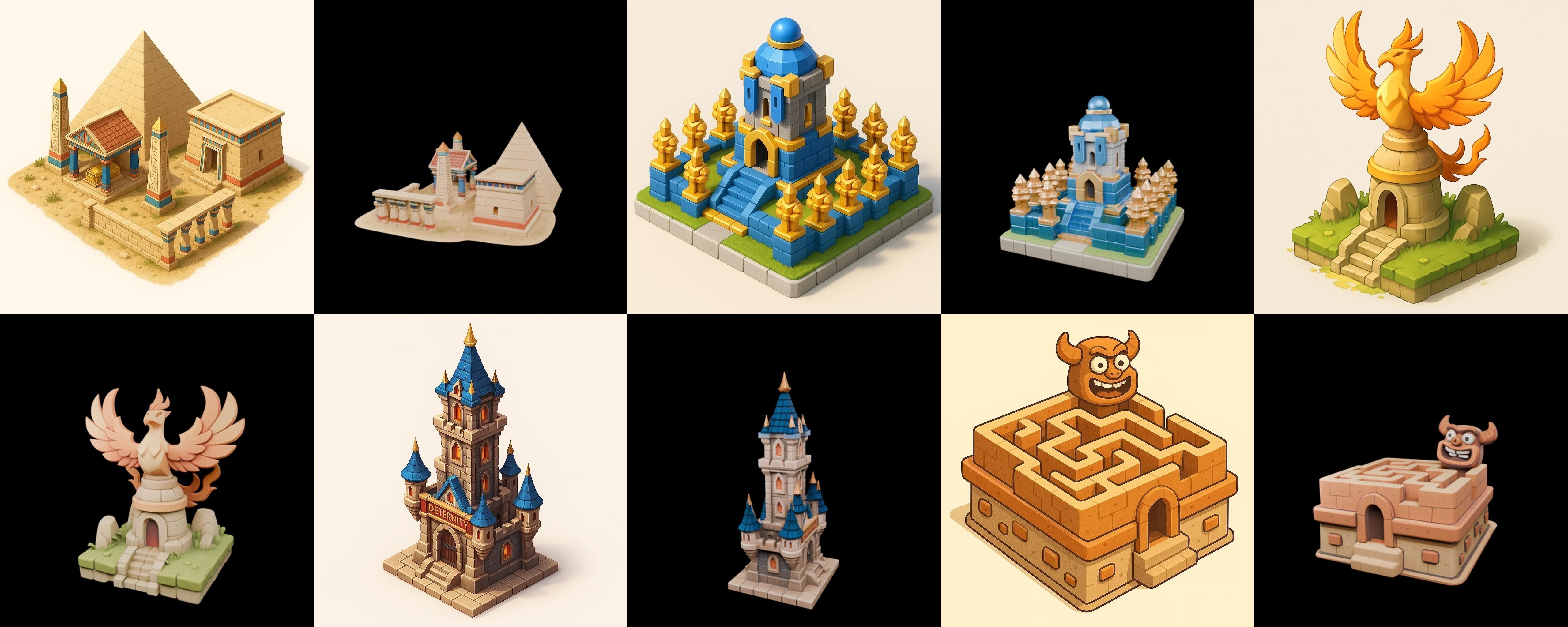 Building Of Empire bundle 9 pack 100 glb Low-poly 3D model_10