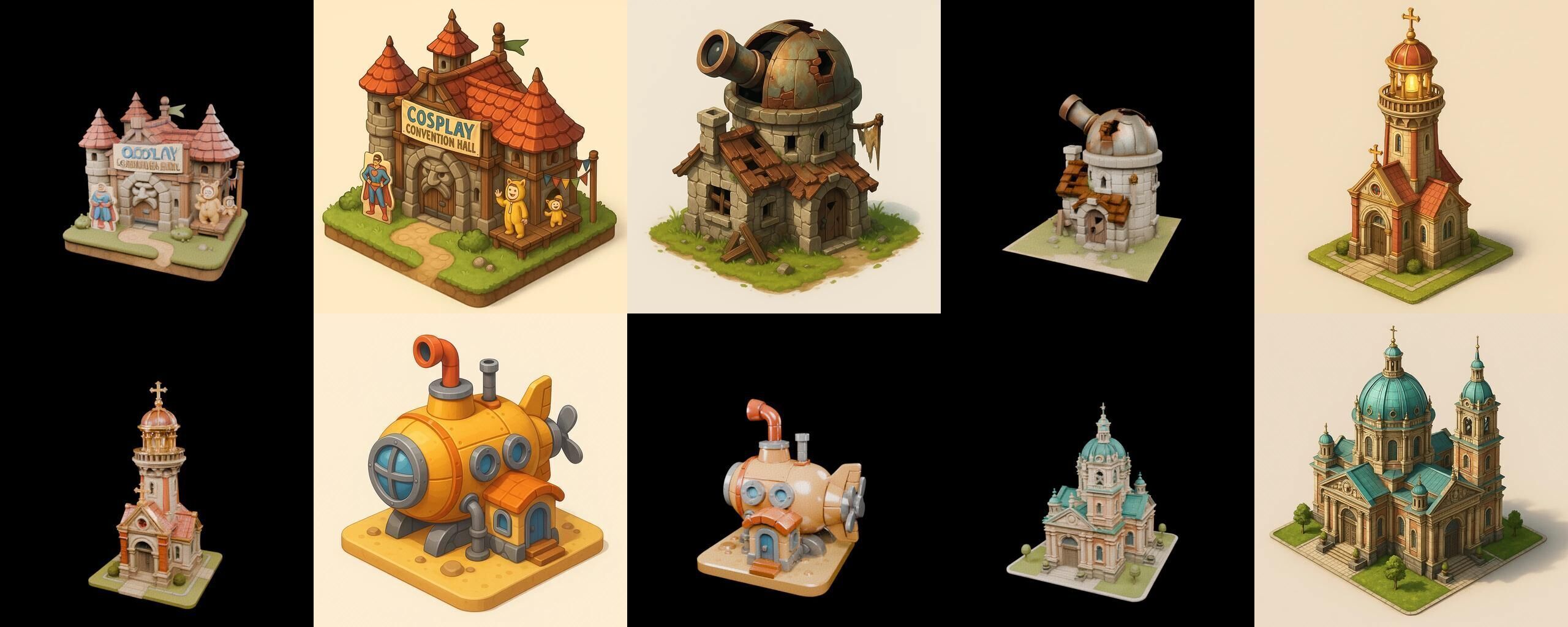 Building Of Empire bundle 9 pack 100 glb Low-poly 3D model_6