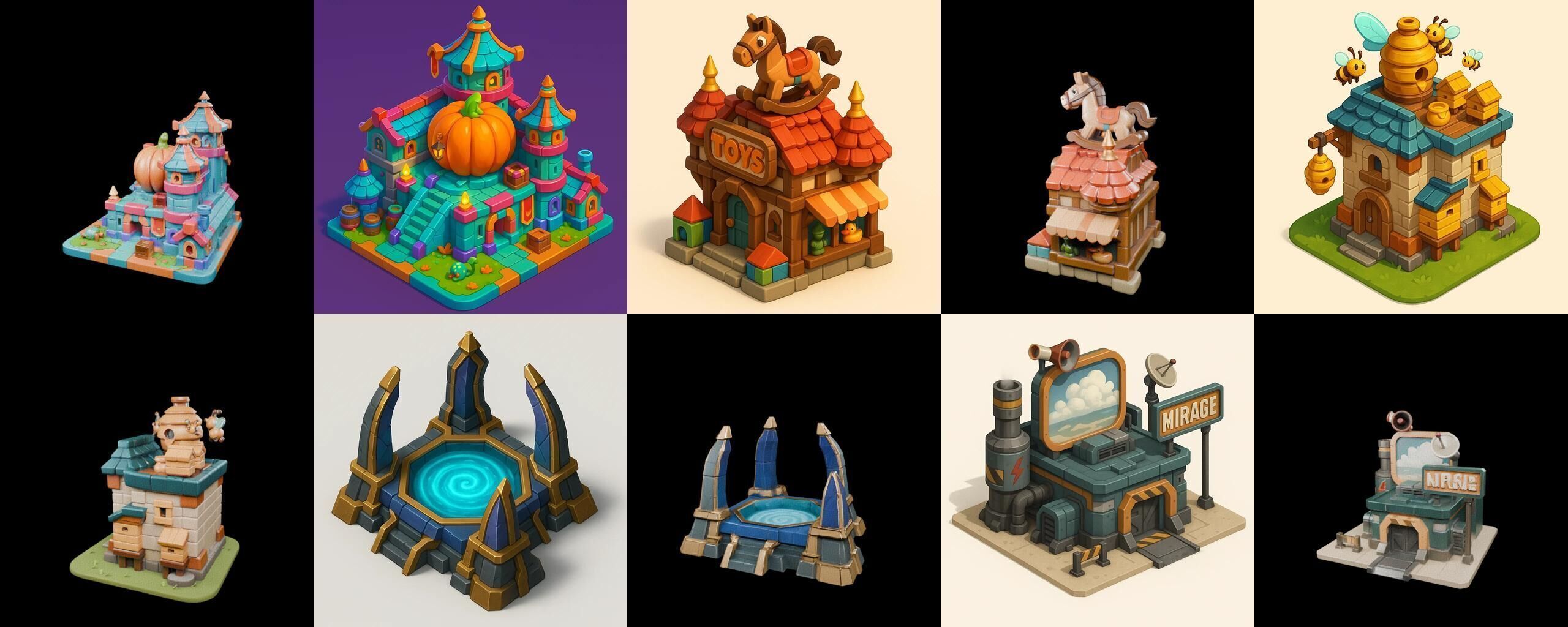 Building Of Empire bundle 9 pack 100 glb Low-poly 3D model_16