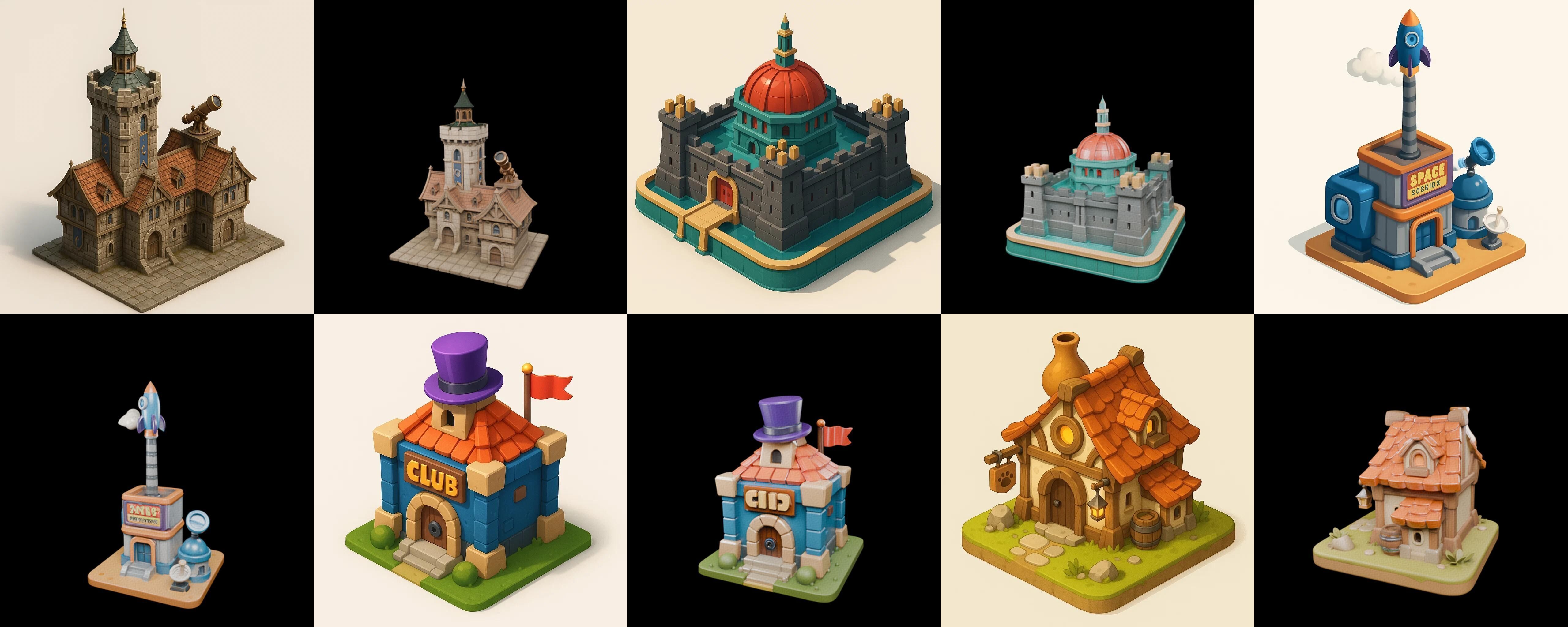 Building Of Empire bundle 9 pack 100 glb Low-poly 3D model_19