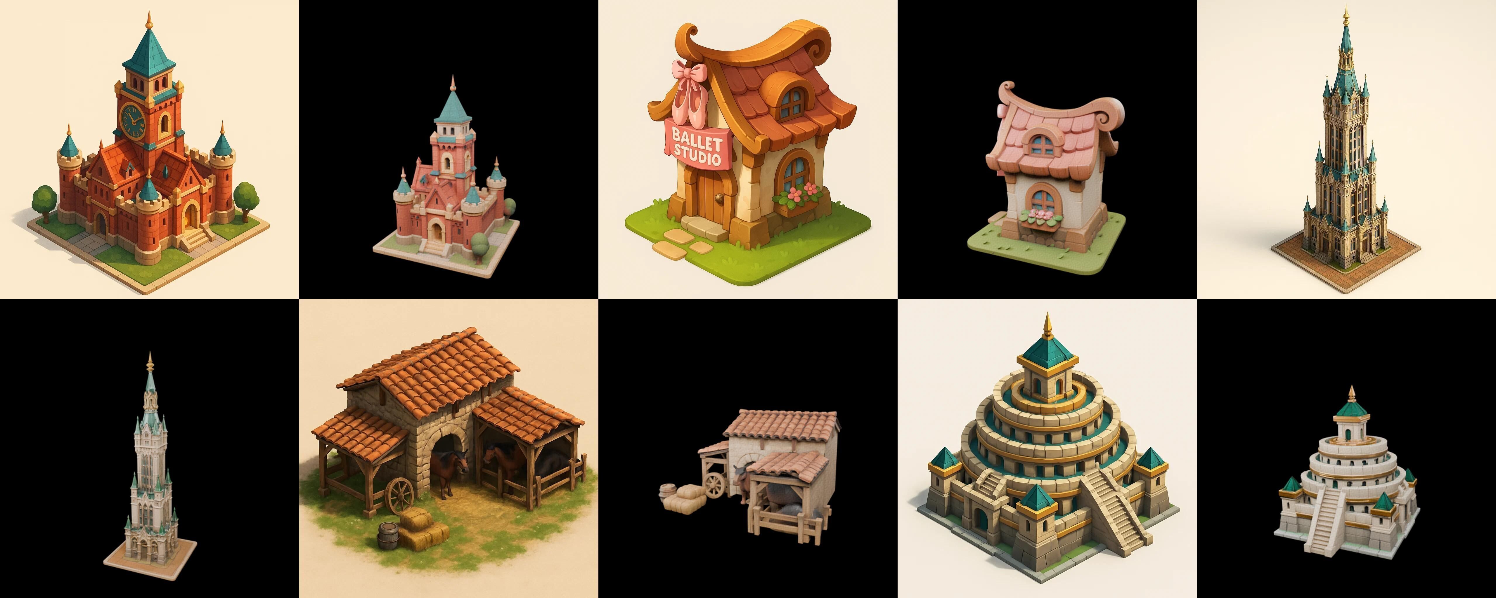 Building Of Empire bundle 9 pack 100 glb Low-poly 3D model_15