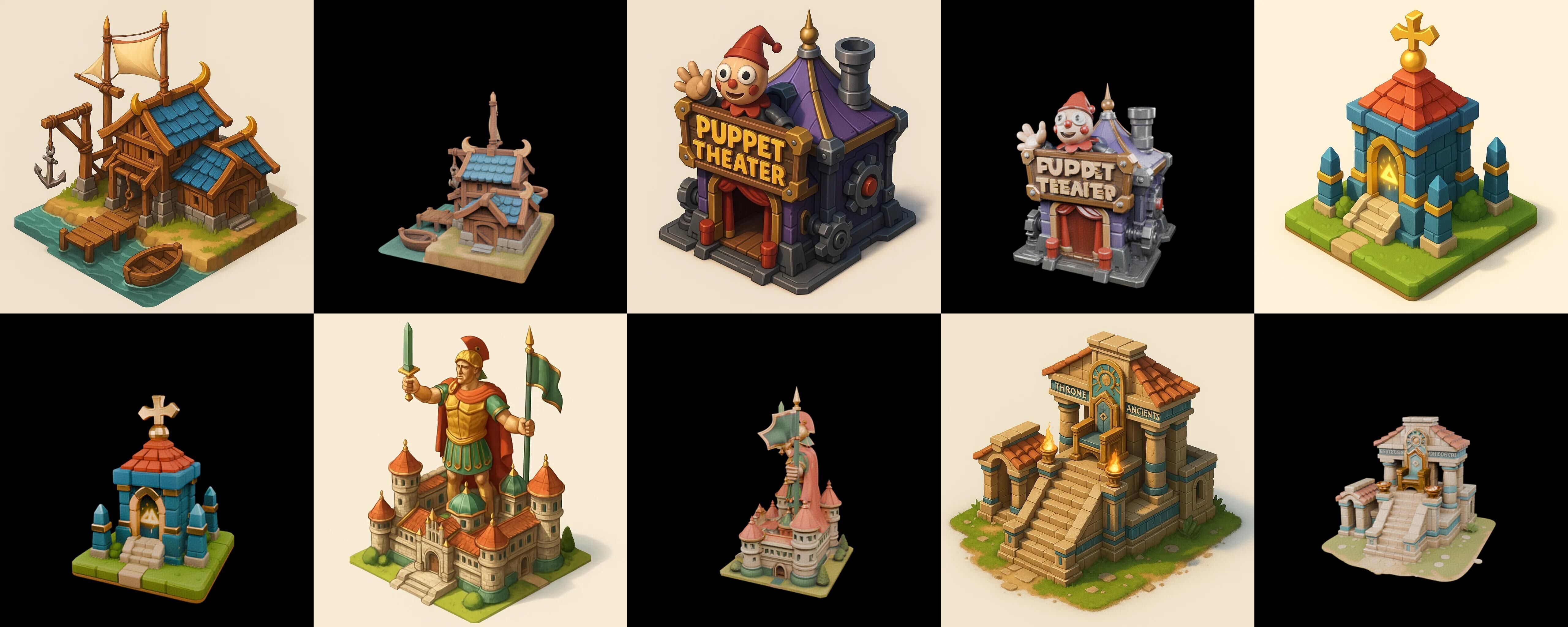 Building Of Empire bundle 9 pack 100 glb Low-poly 3D model_2