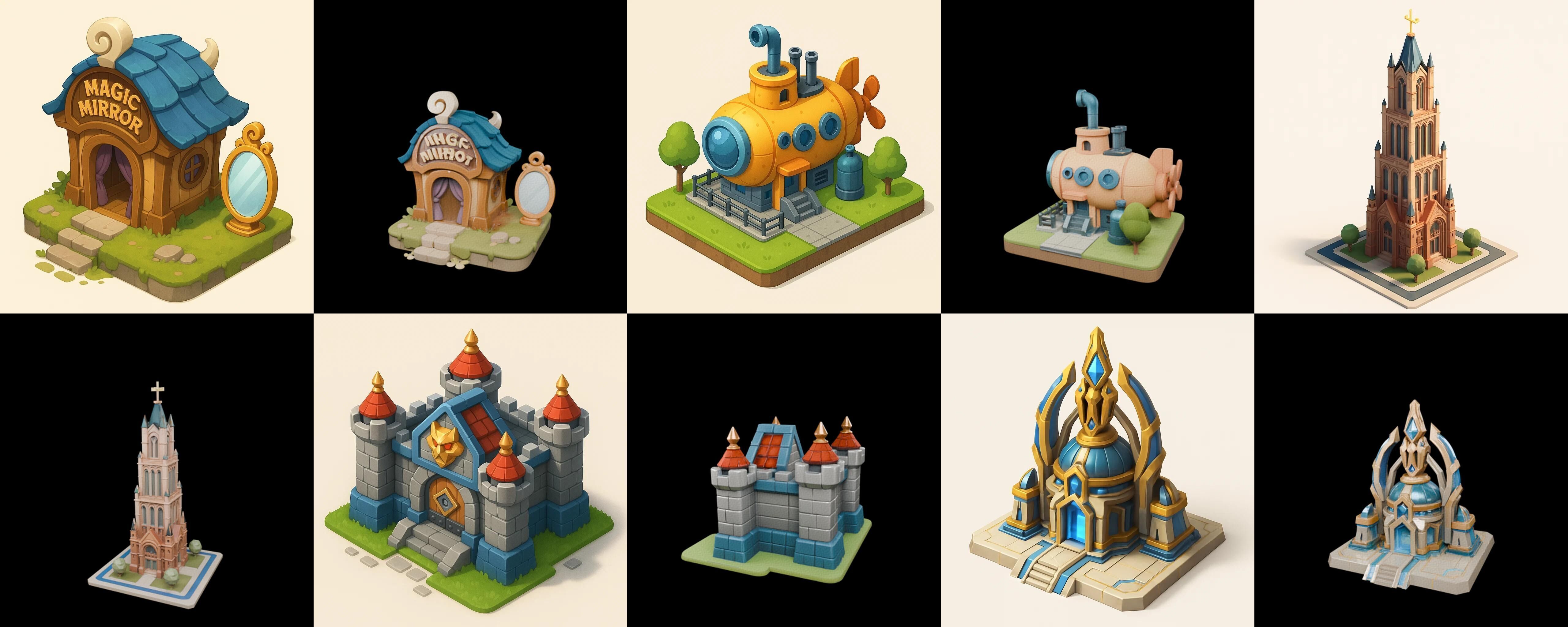 Building Of Empire bundle 9 pack 100 glb Low-poly 3D model_14