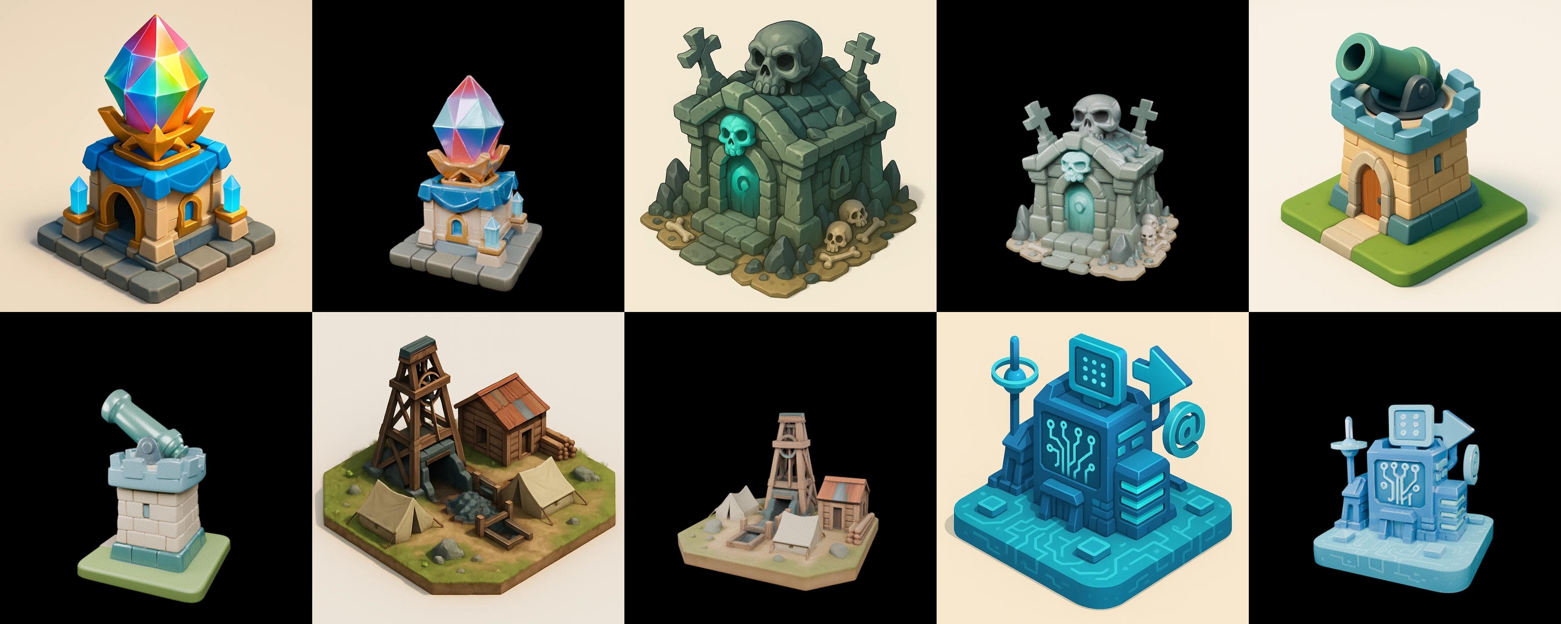 Building Of Empire bundle 9 pack 100 glb Low-poly 3D model_5
