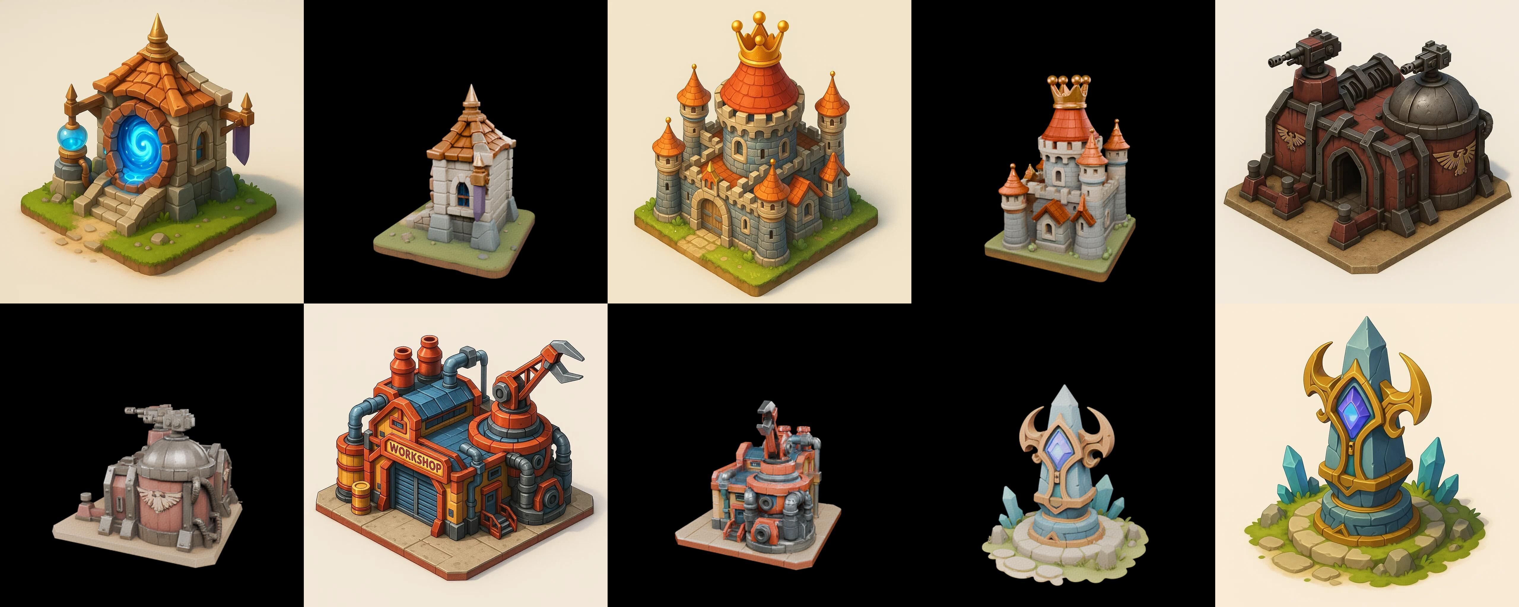 Building Of Empire bundle 9 pack 100 glb Low-poly 3D model_4