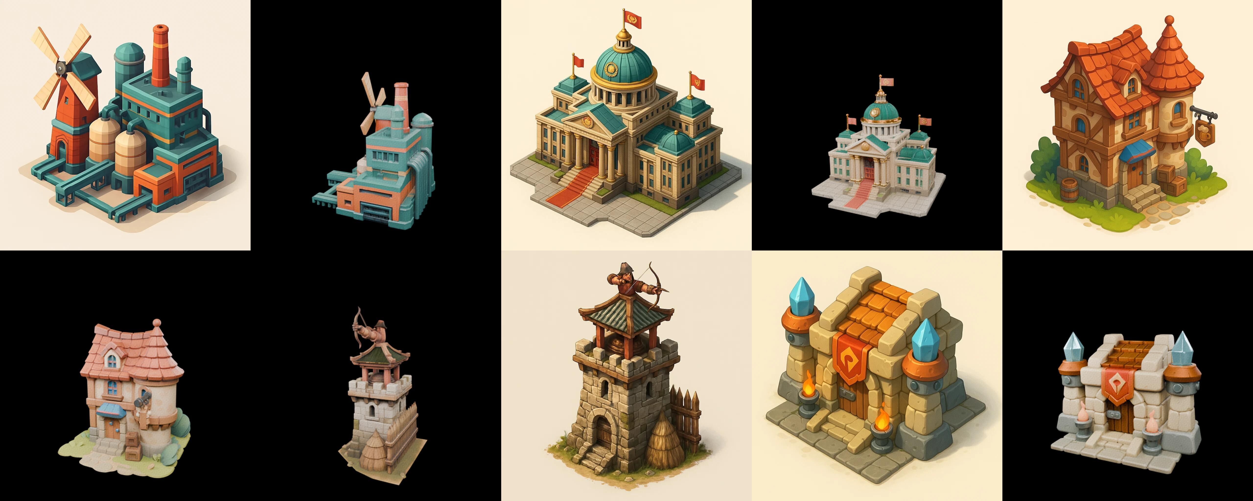 Building Of Empire bundle 9 pack 100 glb Low-poly 3D model_8