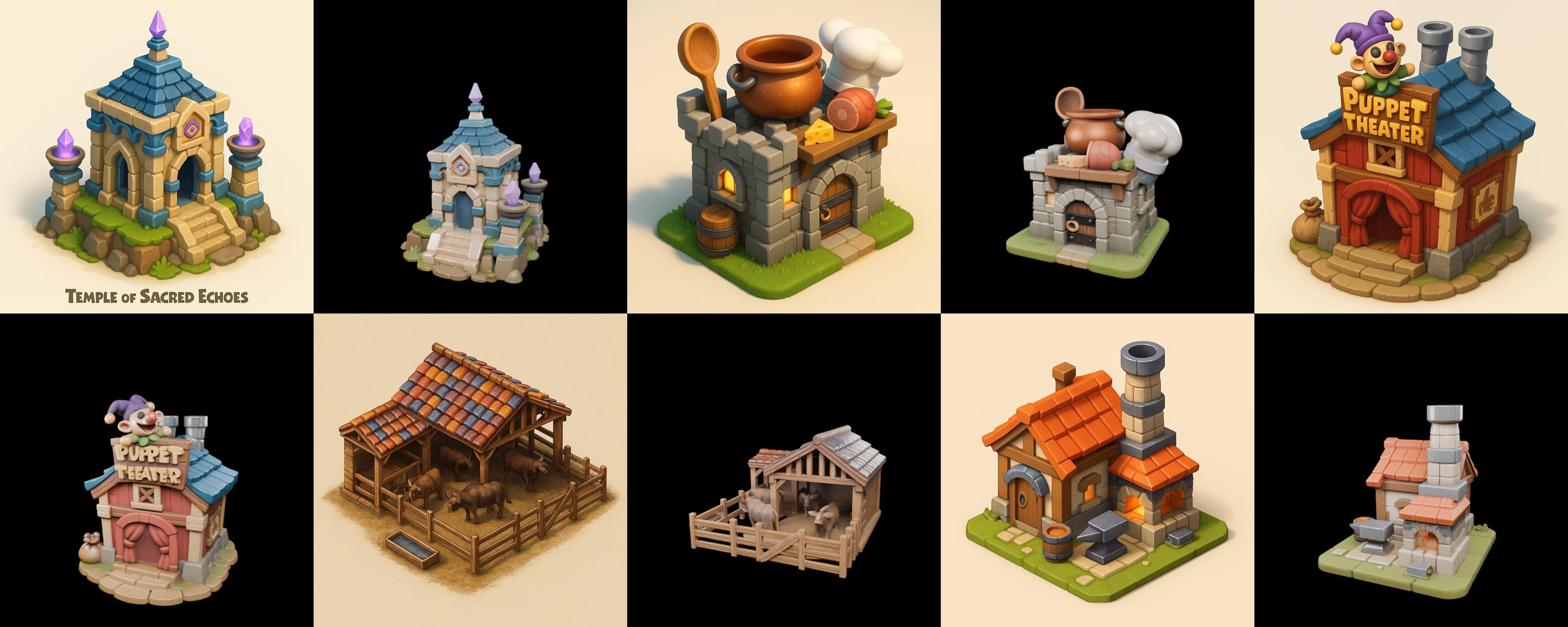 Building Of Empire bundle 9 pack 100 glb Low-poly 3D model_12