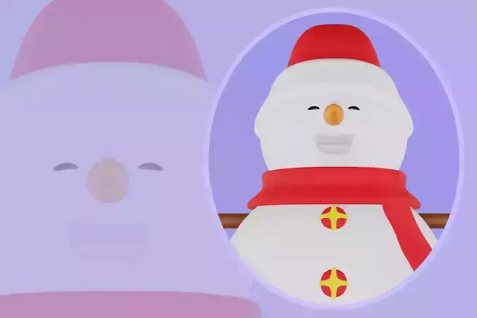 Stylized 3D Male Snowman Character - Cartoon Winter Buddy