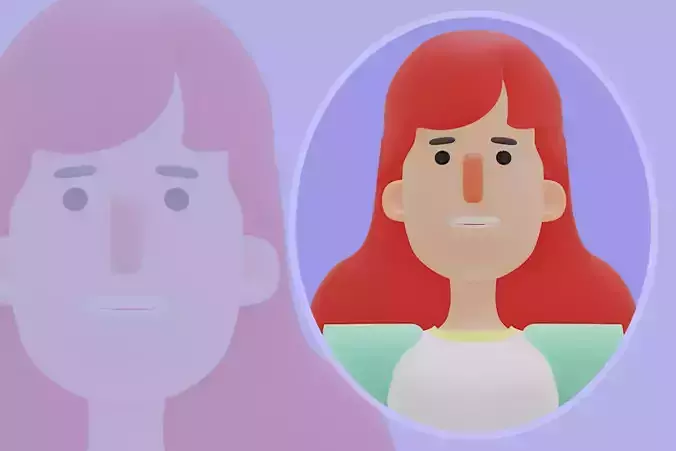 Stylized 3D Female Relaxed Character - Cartoon Chill Girl