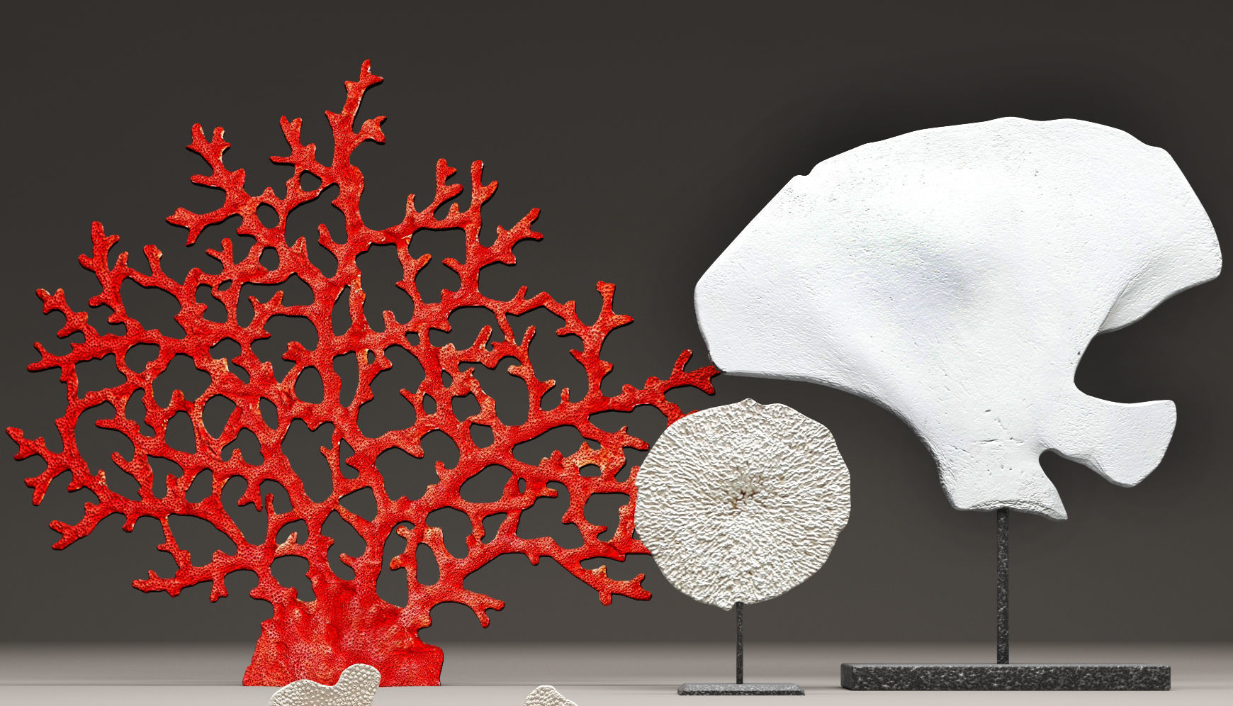 Coral set three sculptures 3D model_4