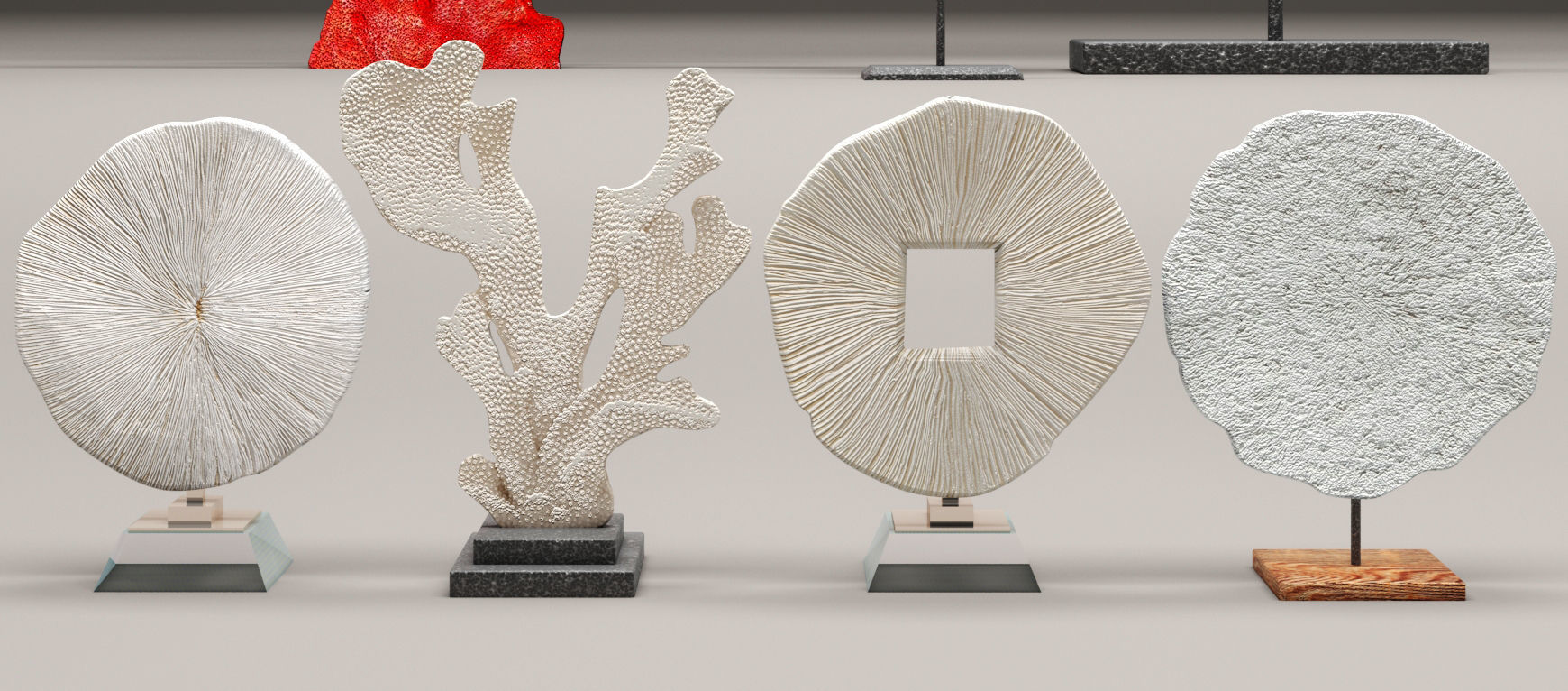 Coral set three sculptures 3D model_5