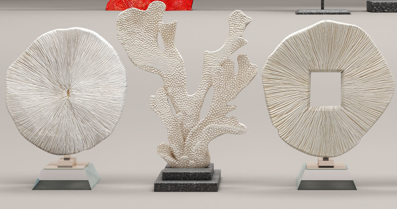 Coral set three sculptures 3D model_2