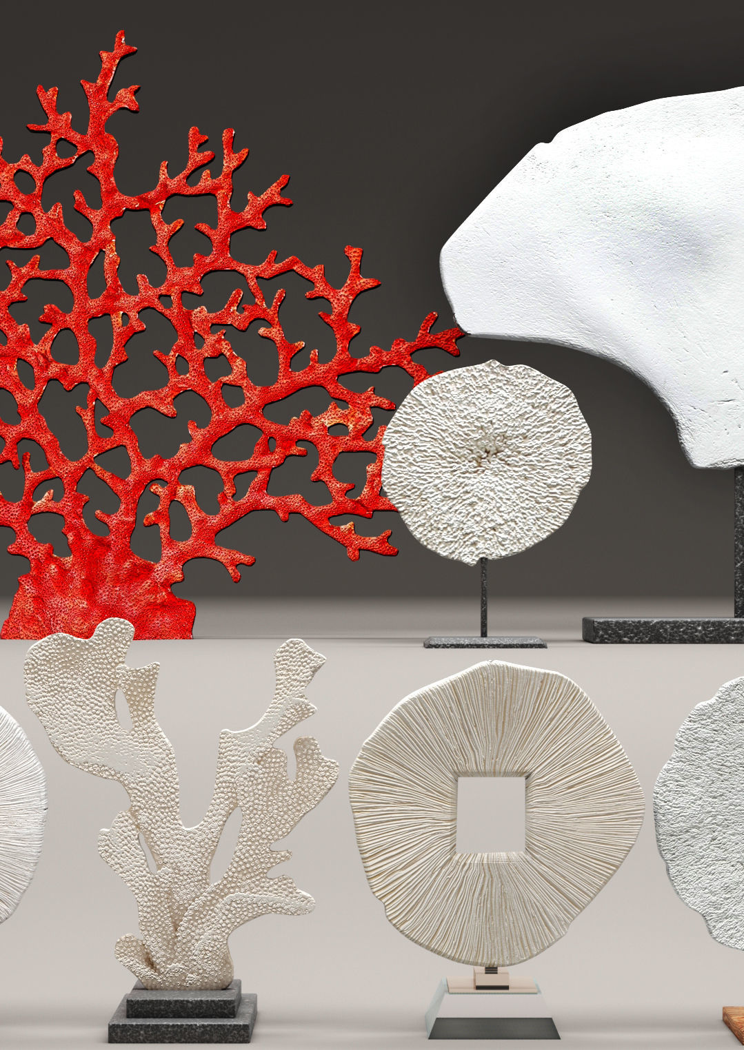 Coral set three sculptures 3D model_9