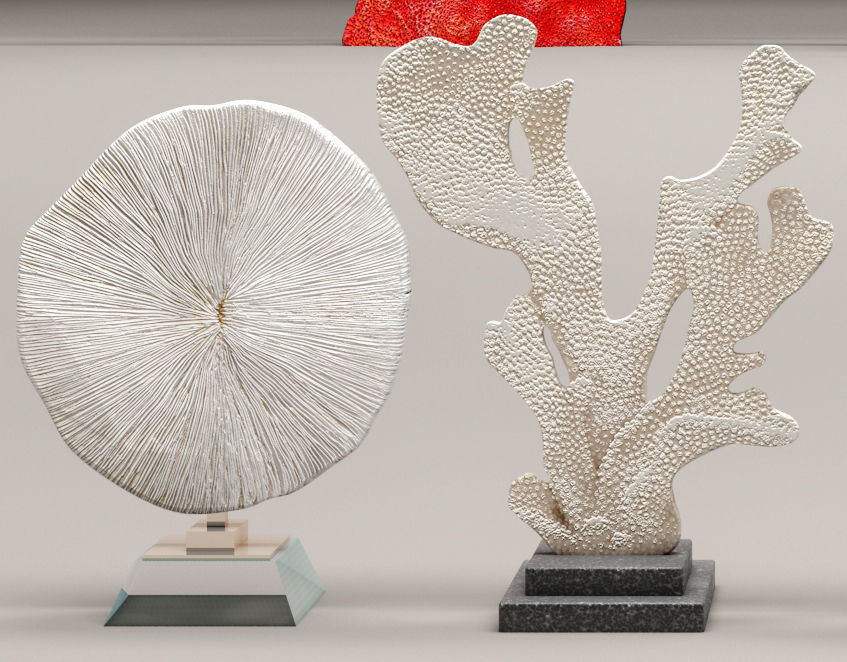 Coral set three sculptures 3D model_3