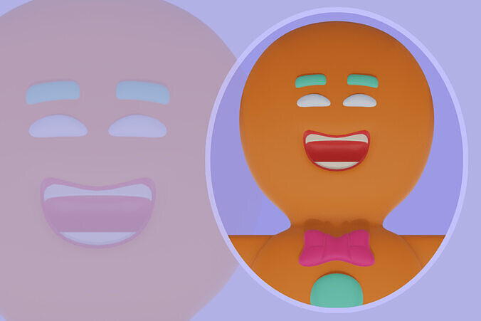 Stylized 3D Gingerbread Character - Cartoon Cookie Man 3D model
