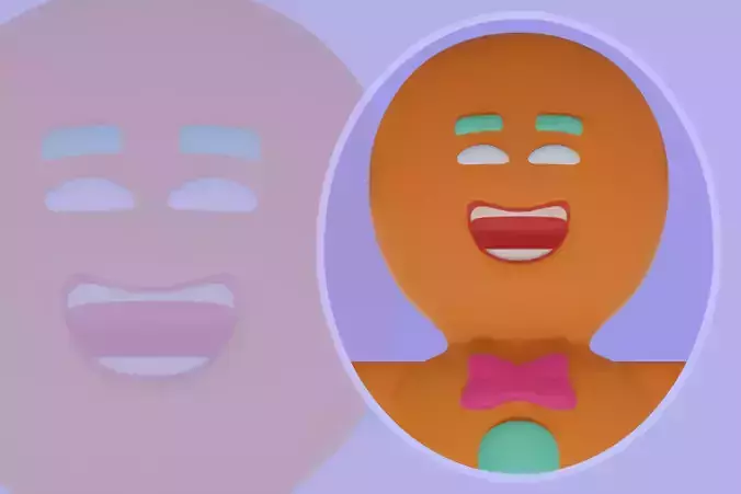 Stylized 3D Gingerbread Character - Cartoon Cookie Man