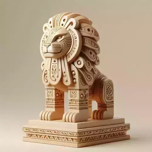 982 Laughing Lion with Majestic Mane Full Color Totem