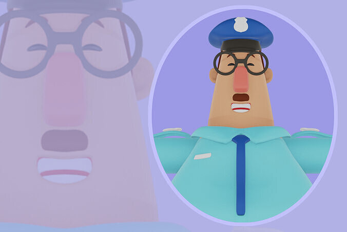 Stylized 3D Police Officer Character - Cartoon Cop Model 3D model