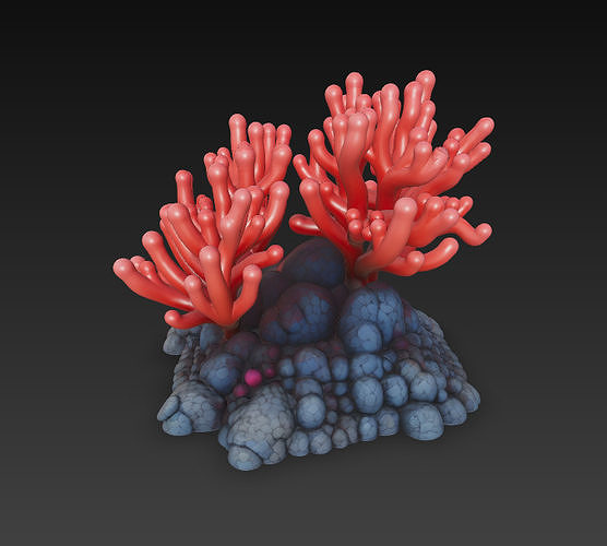 Reef Coral Realistic 3D Model Basic - Low Poly Realistic Low-poly 3D model