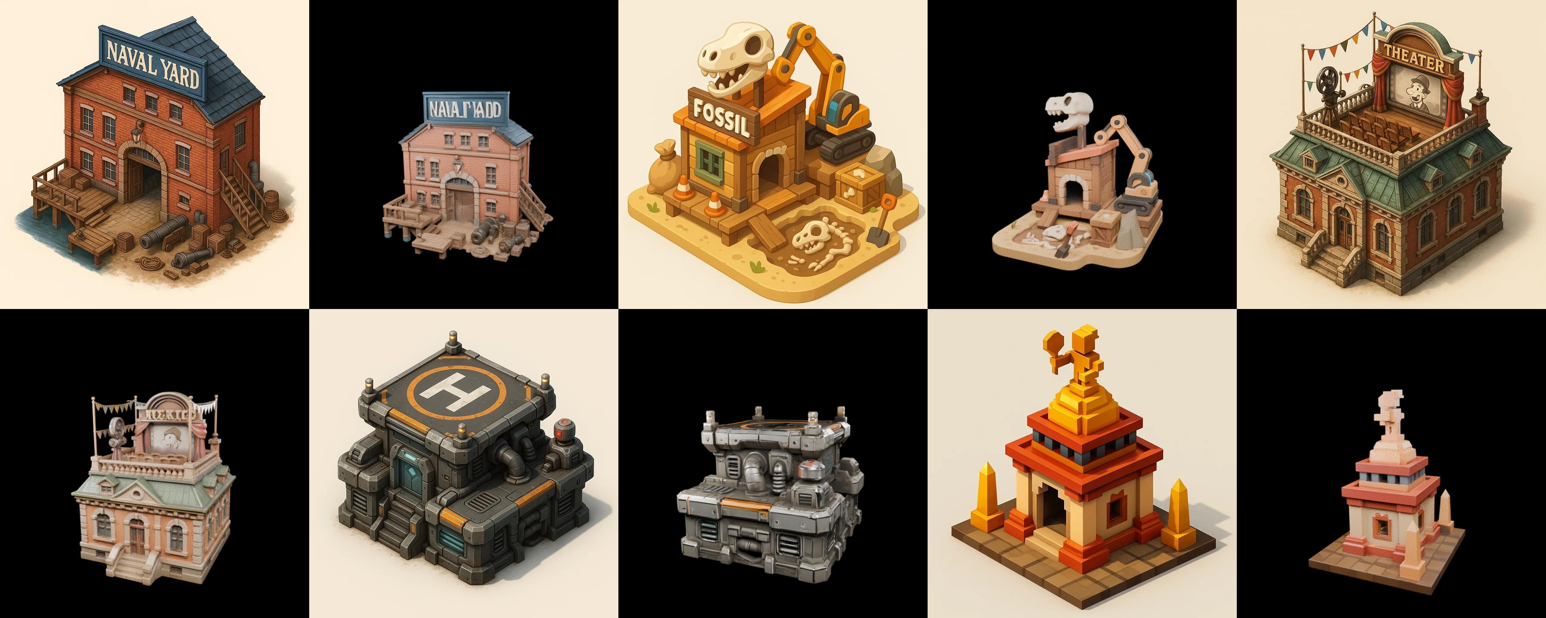 Building Of Empire bundle 33 pack 100 glb Low-poly 3D model_9