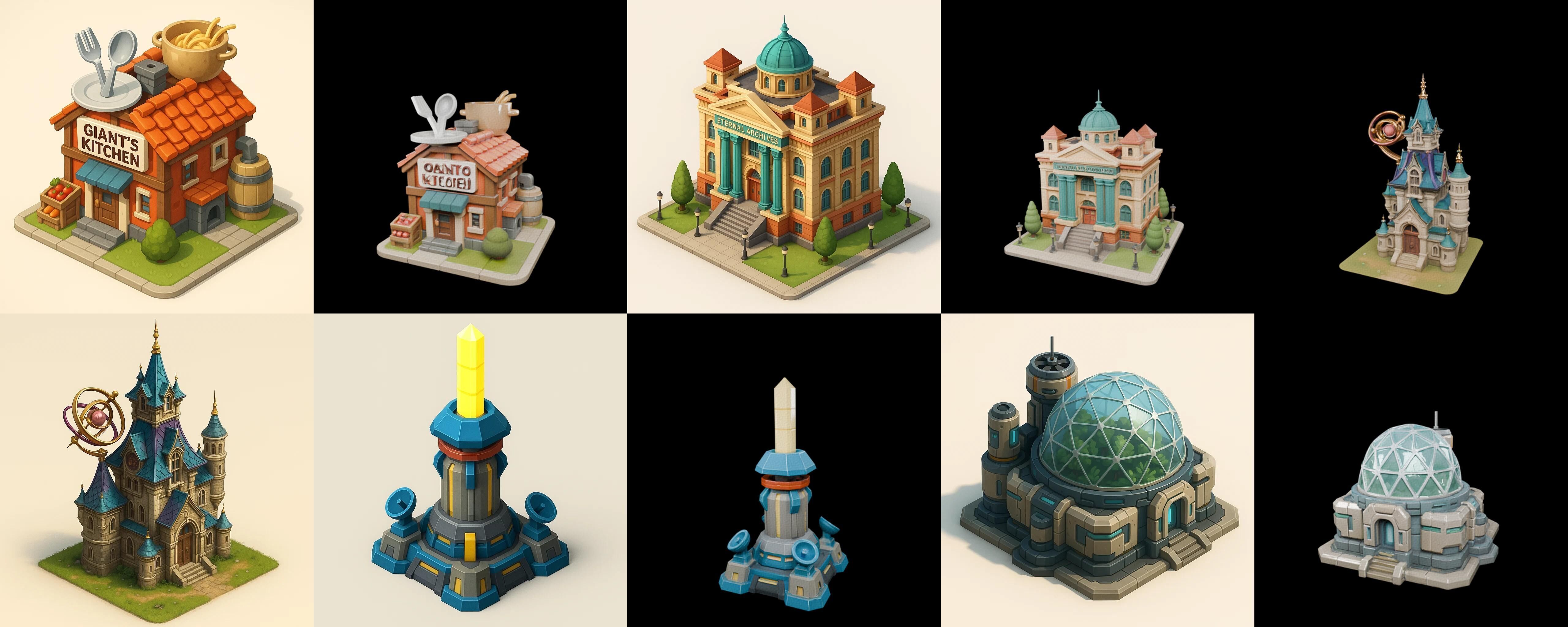Building Of Empire bundle 33 pack 100 glb Low-poly 3D model_14