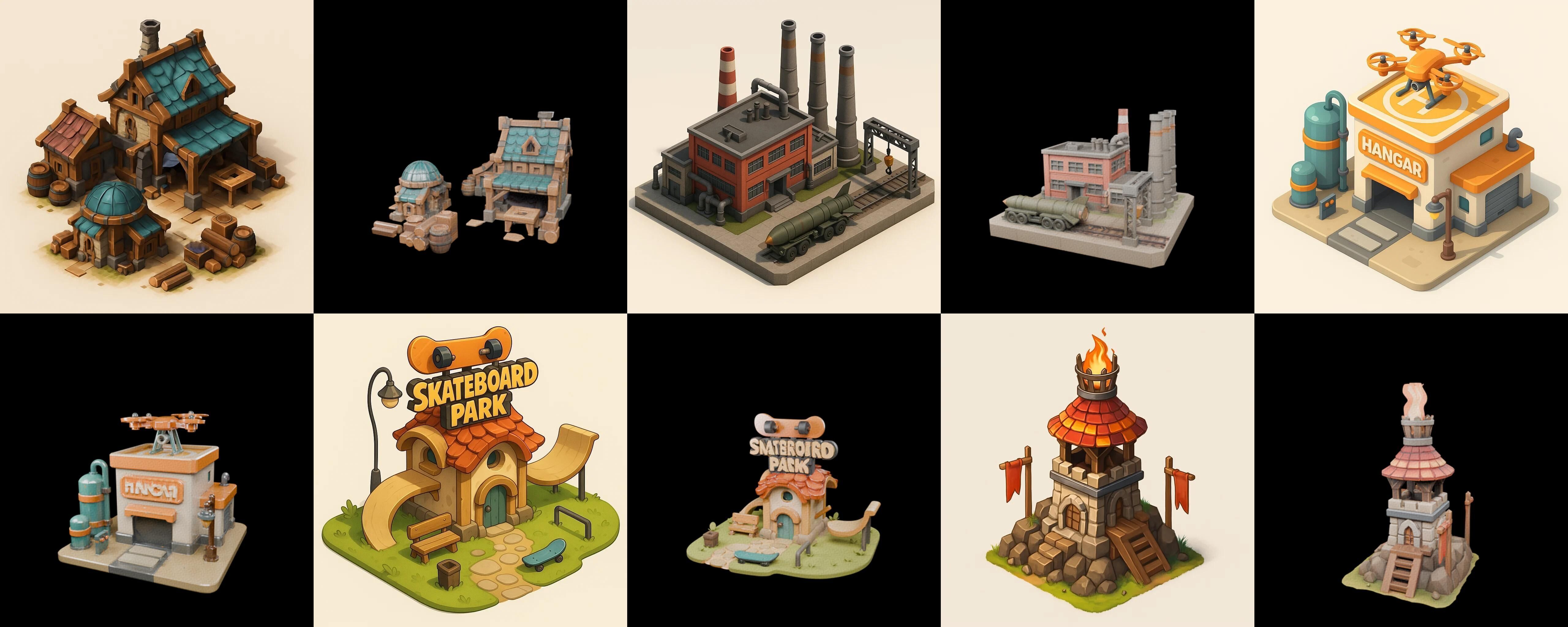 Building Of Empire bundle 33 pack 100 glb Low-poly 3D model_12
