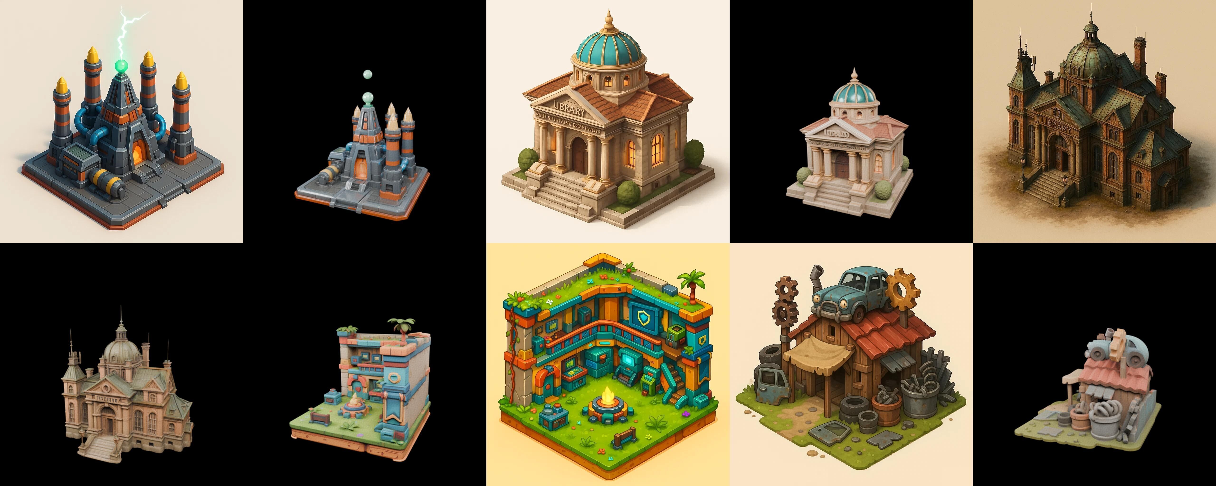 Building Of Empire bundle 33 pack 100 glb Low-poly 3D model_3