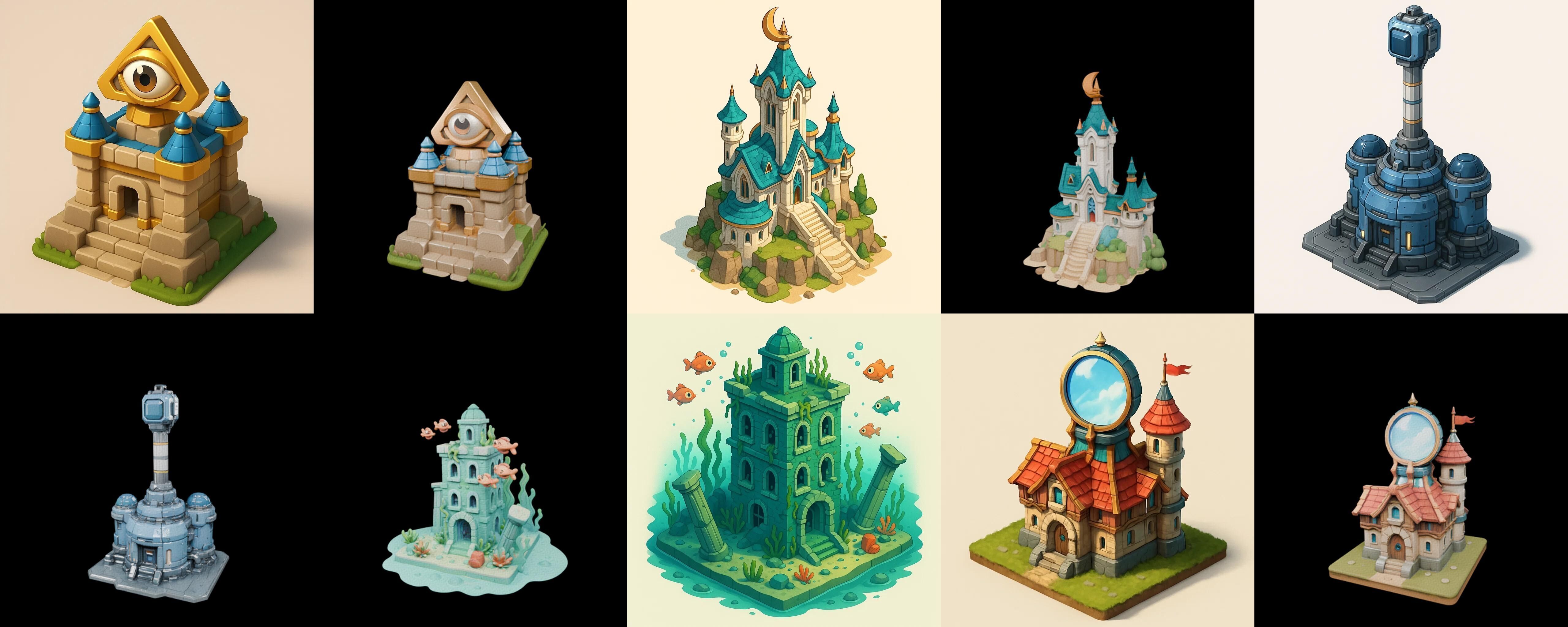 Building Of Empire bundle 33 pack 100 glb Low-poly 3D model_15