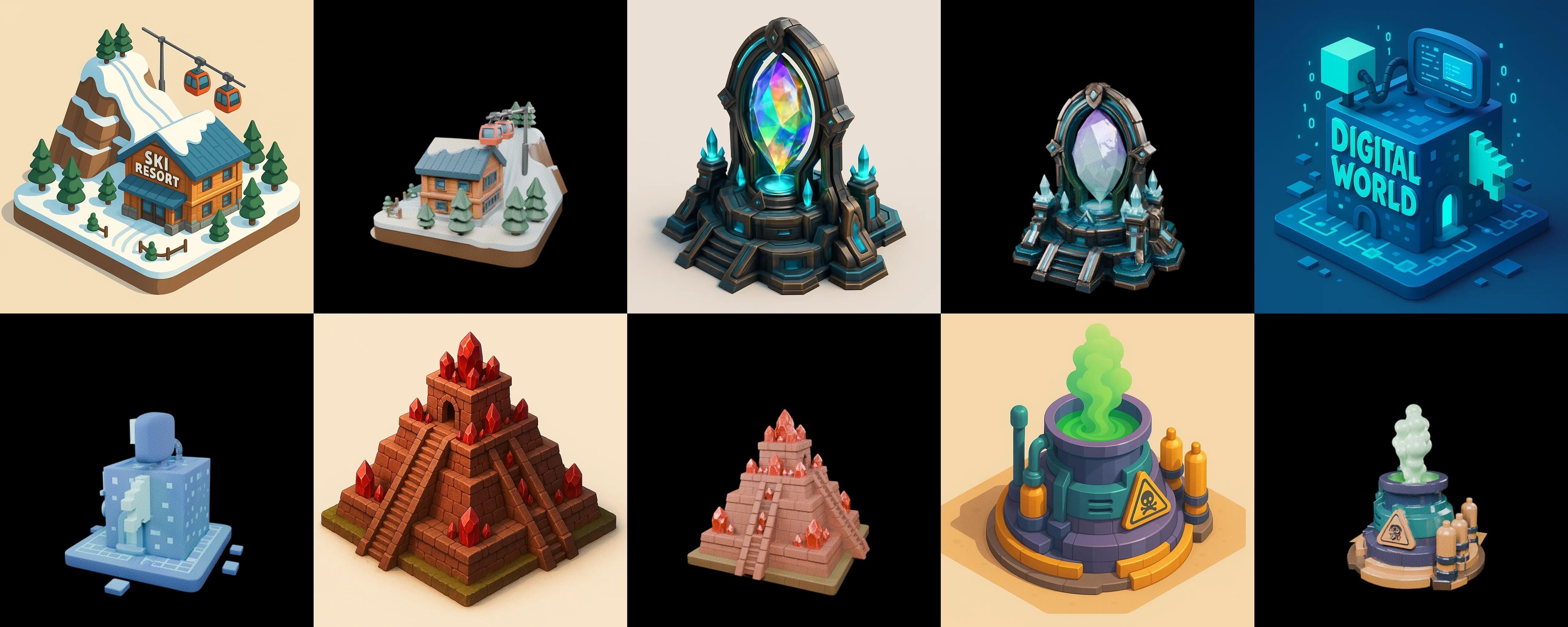 Building Of Empire bundle 33 pack 100 glb Low-poly 3D model_11